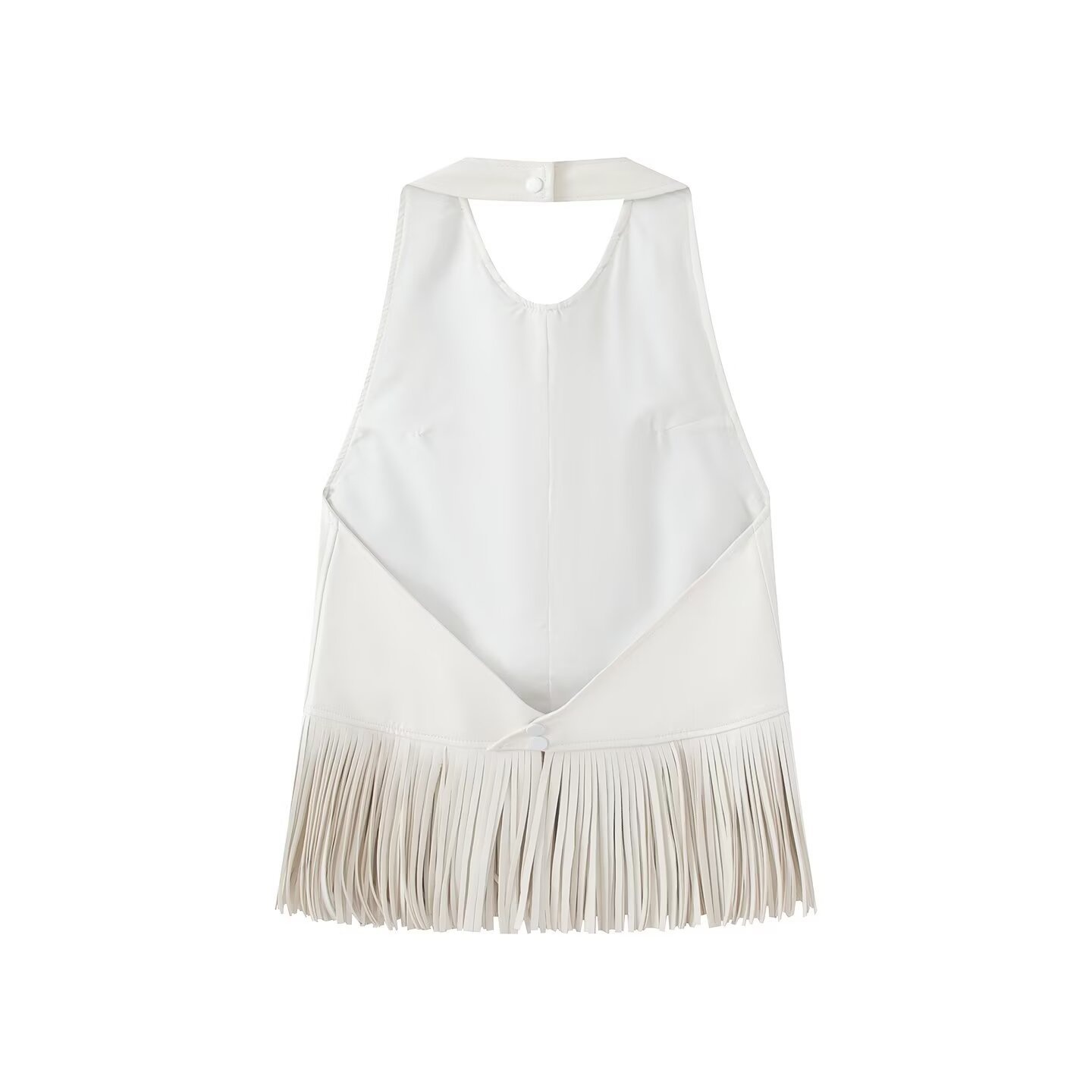 Top all'americana con frange in similpelle - Gilet senza maniche