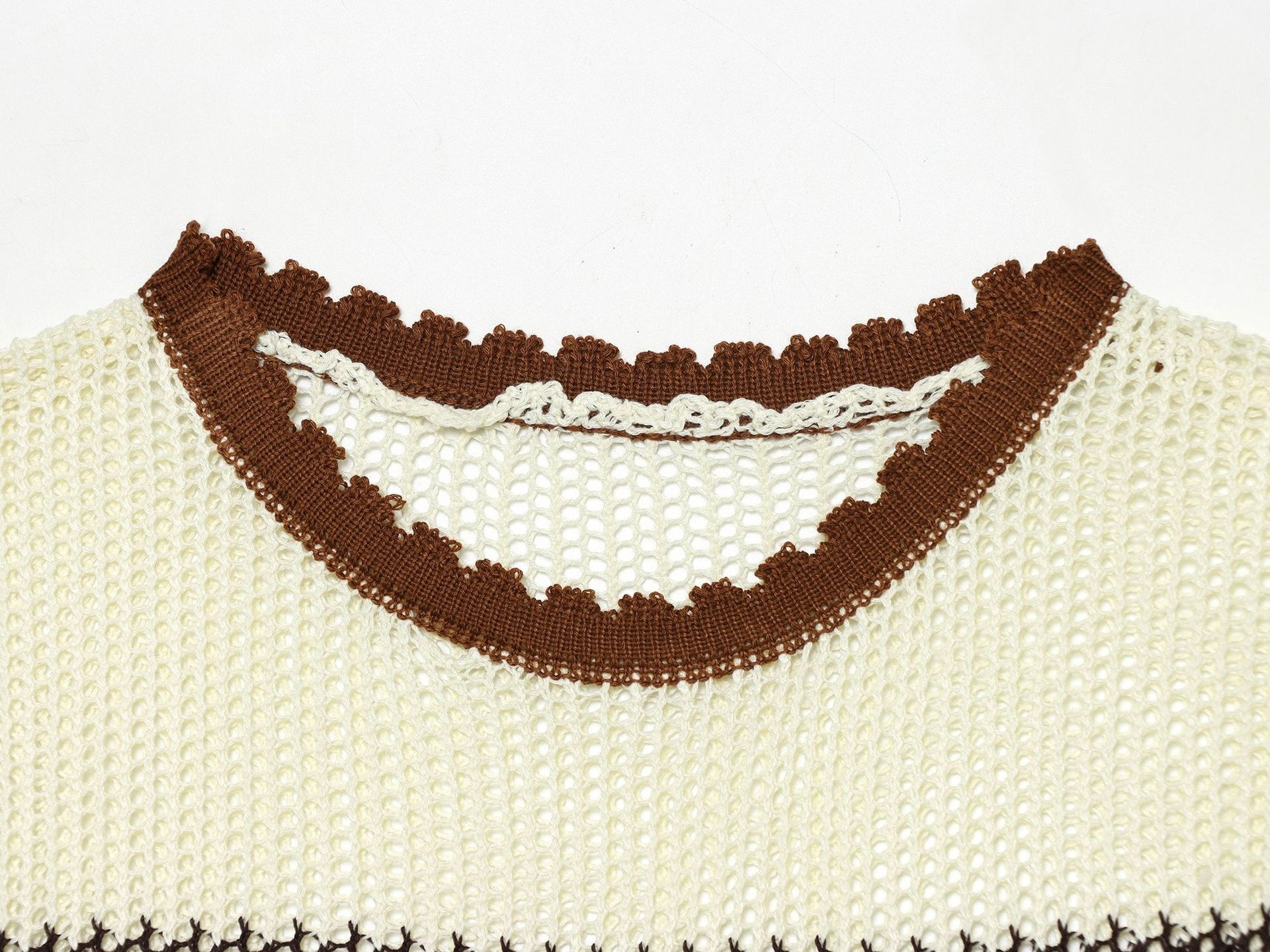 Top senza maniche a righe in maglia - Maglione comodo con volant