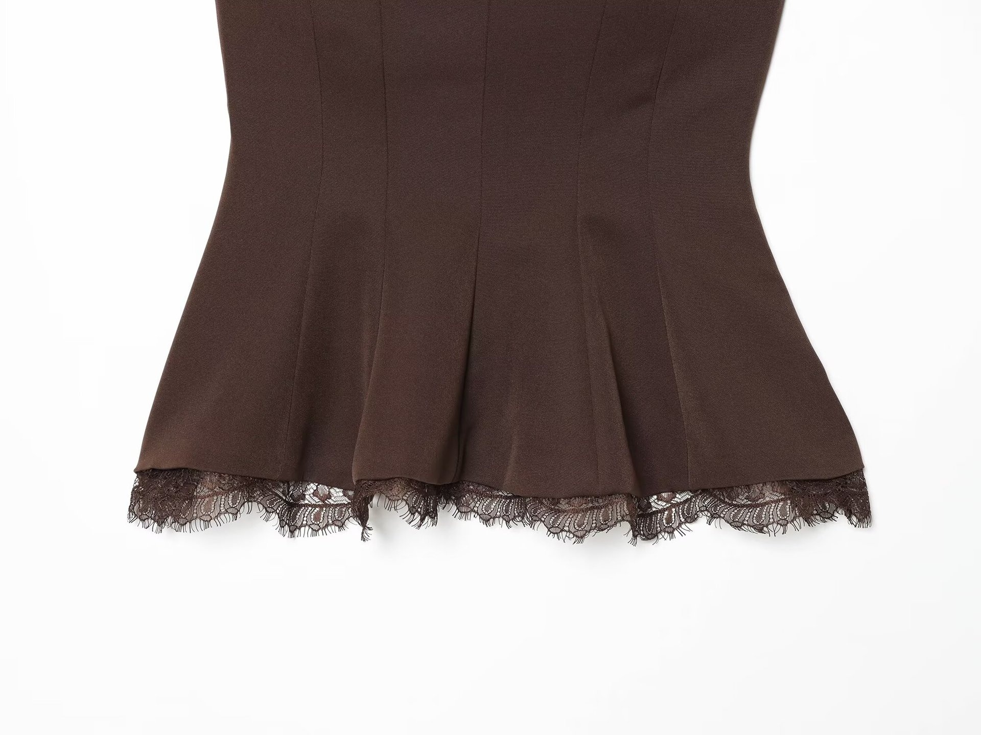 Top peplo senza spalline con bordo in pizzo - Elegante bustier a canotta