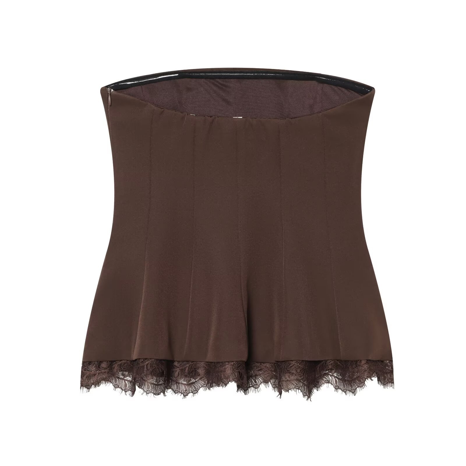 Top peplo senza spalline con bordo in pizzo - Elegante bustier a canotta