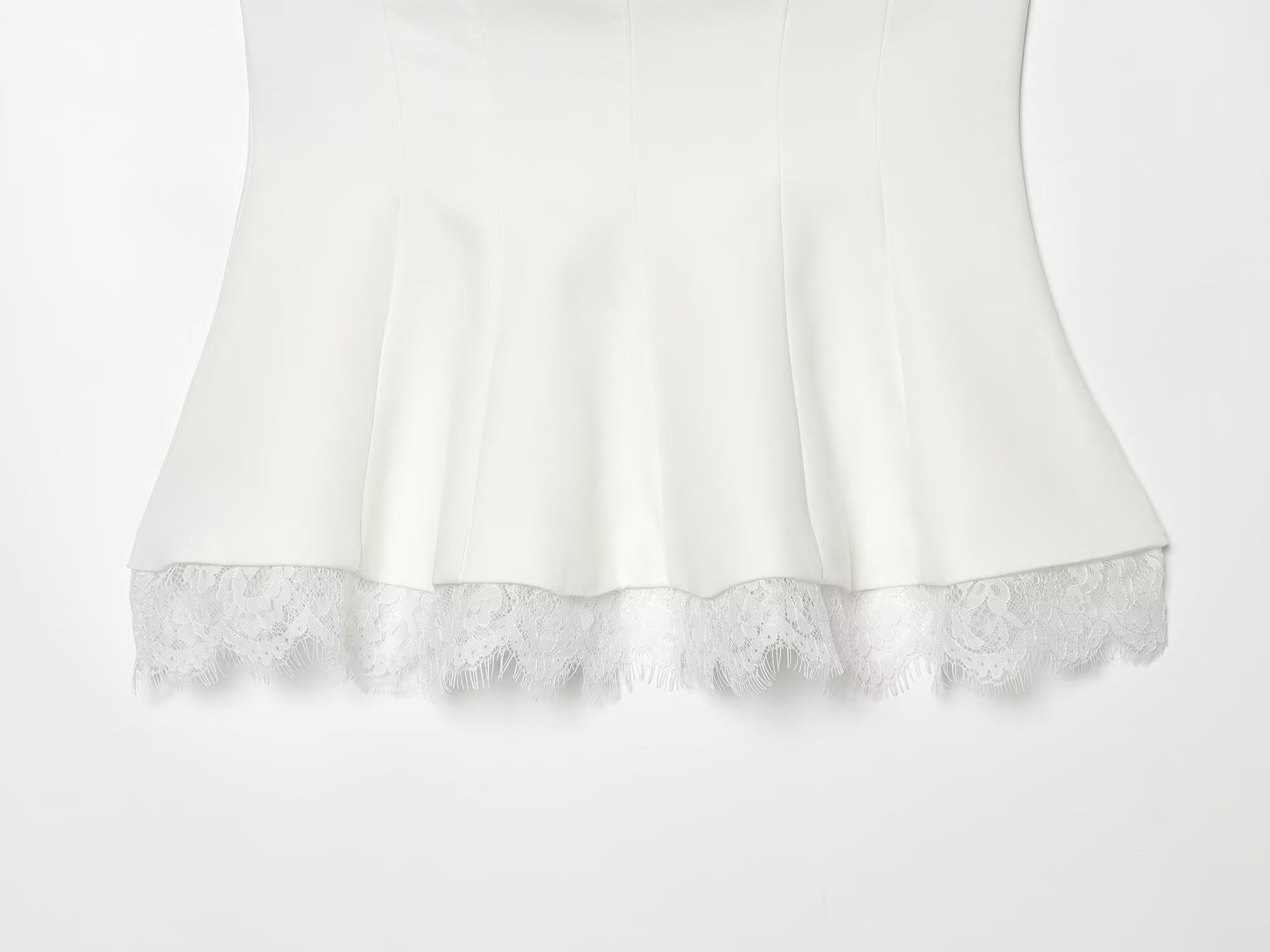 Top peplo senza spalline con bordo in pizzo - Elegante bustier a canotta