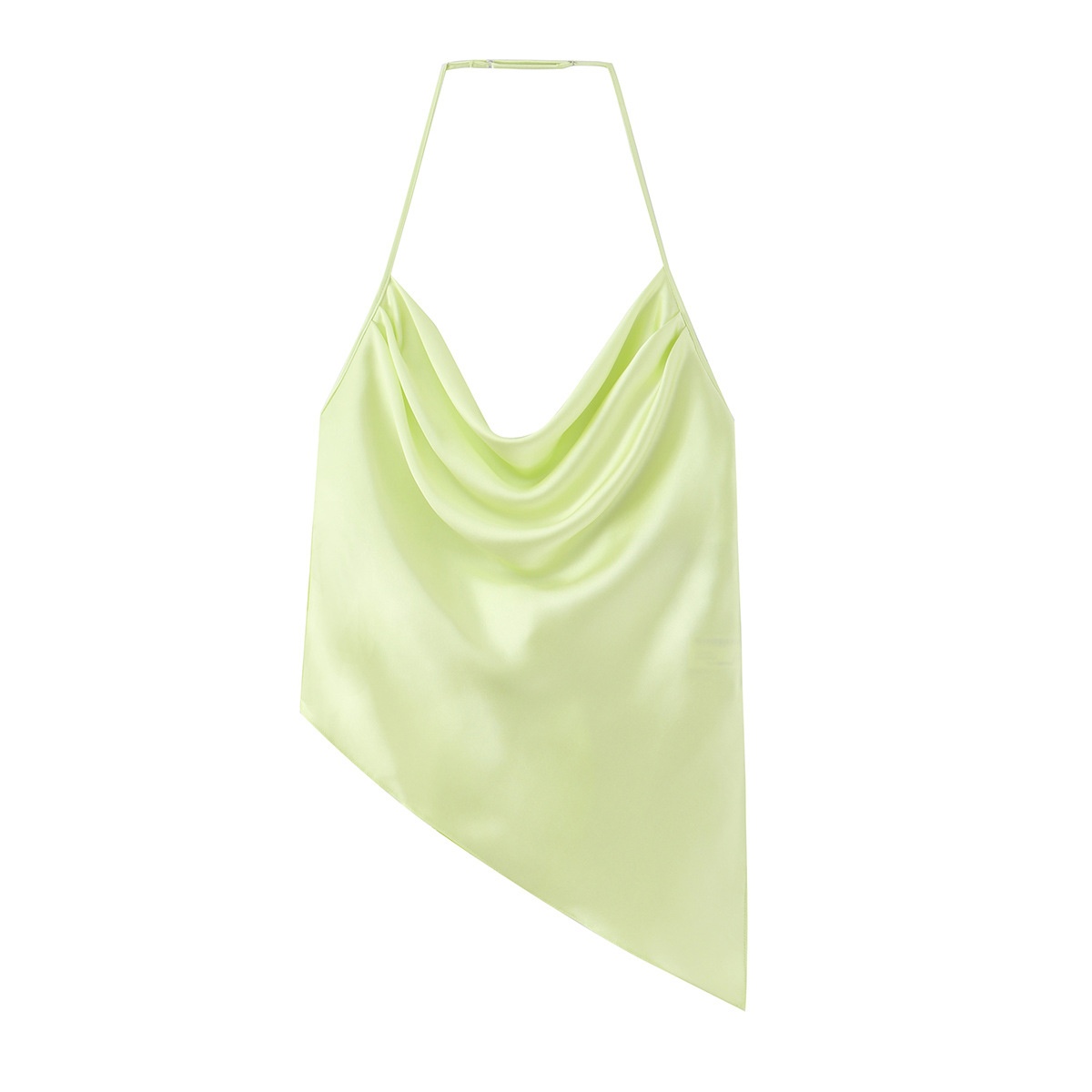 Top all'americana in raso con scollo a cascata e allacciatura sul retro - Camicetta chic con laccetti sulla schiena