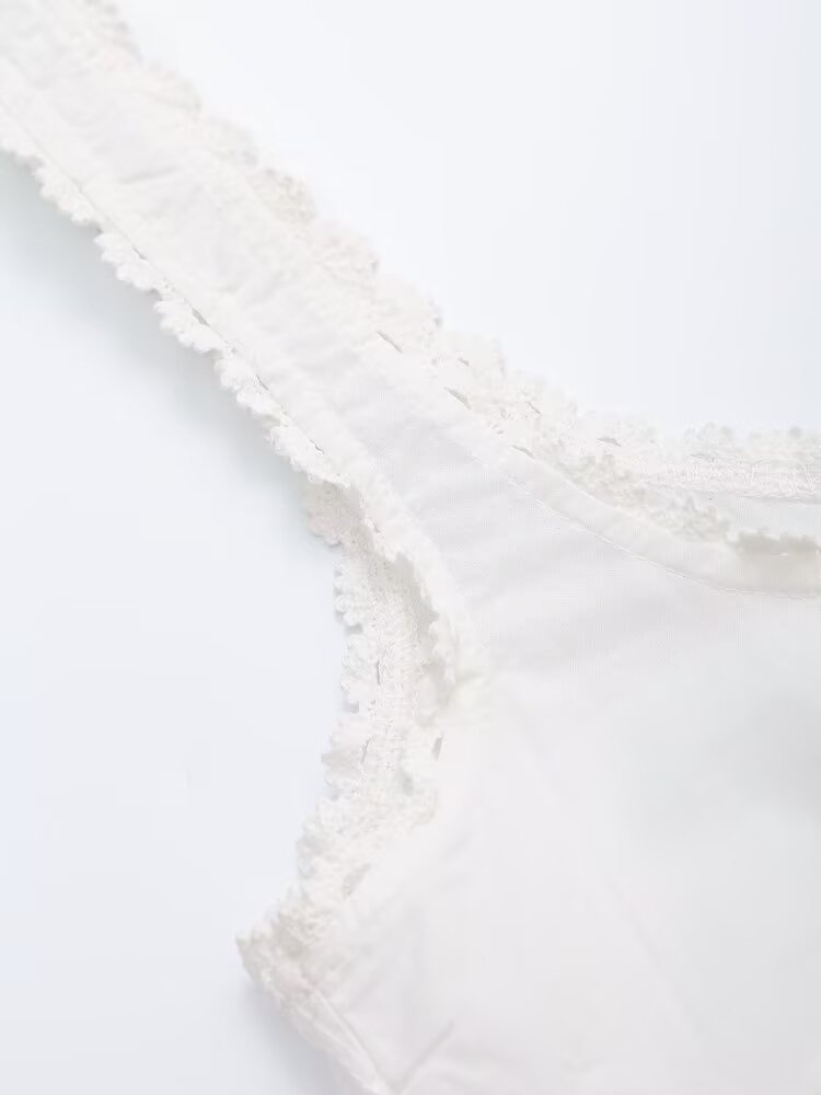 Top corto estivo bianco con occhielli e lacci - Blusa corta