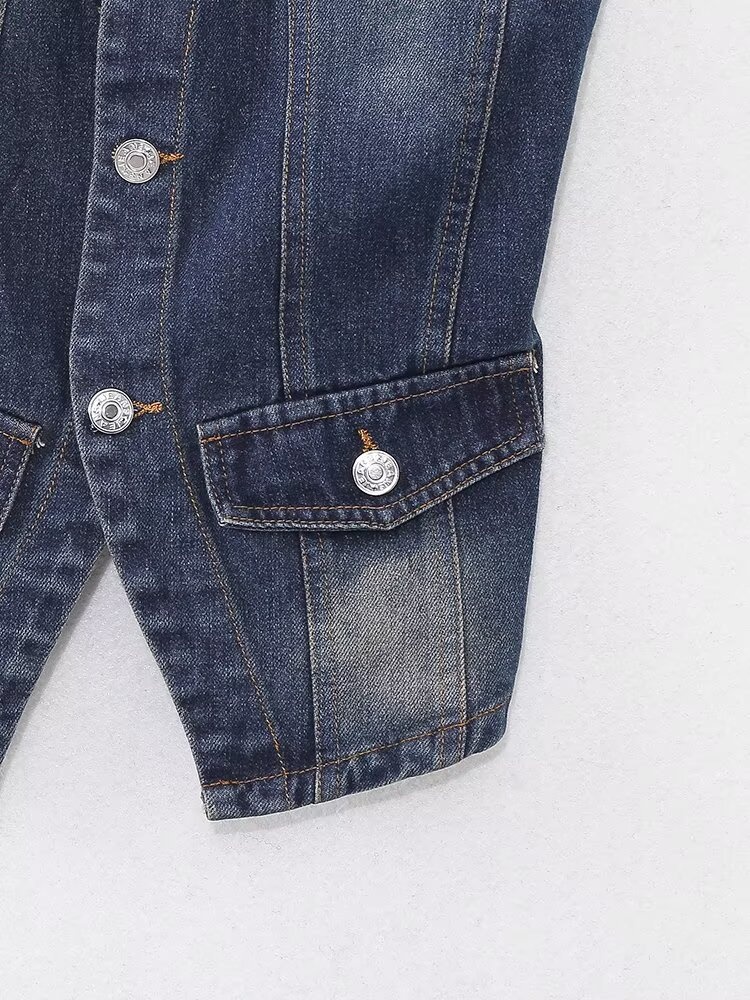 Top corsetto senza spalline da donna in denim effetto usurato