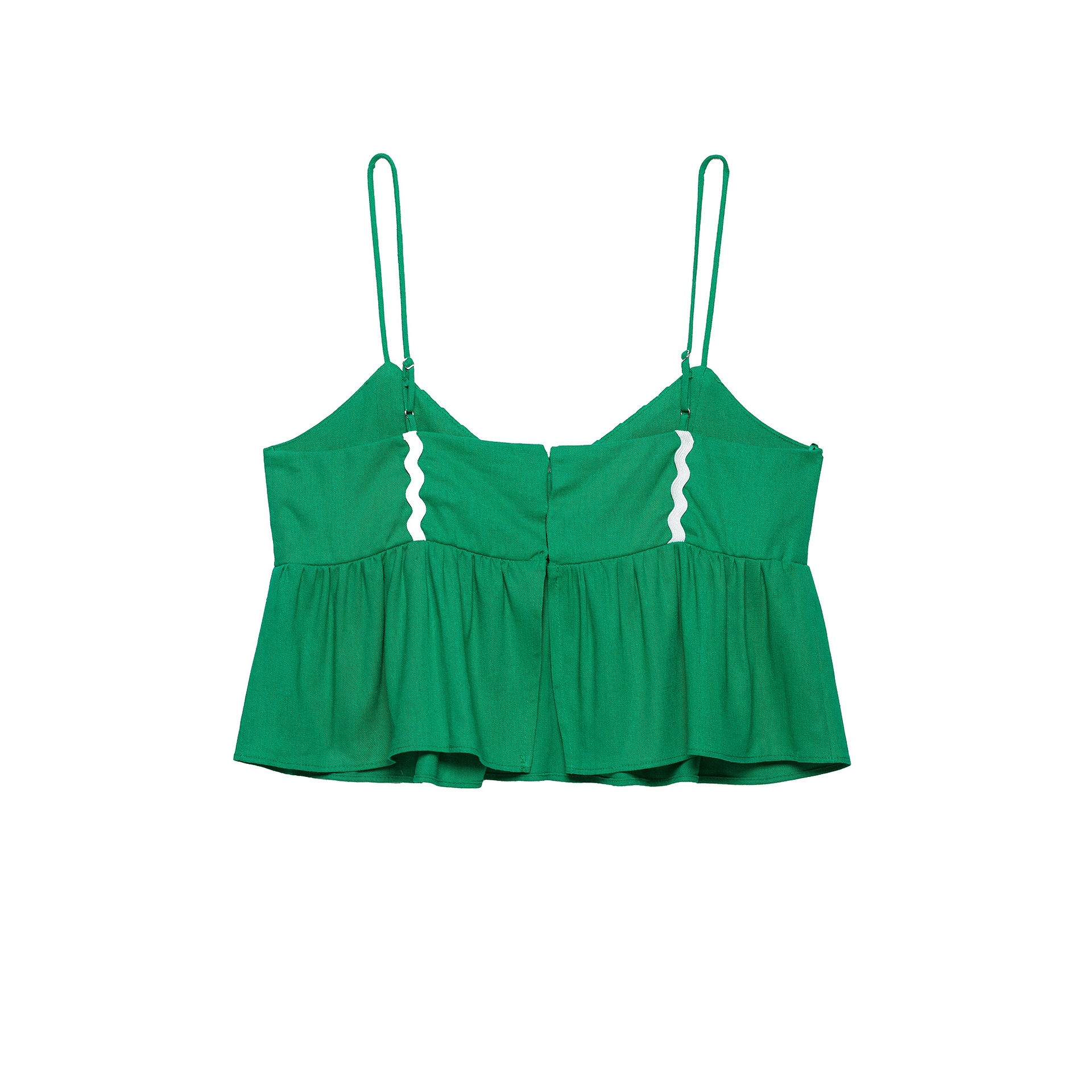 Elegante top a balze verde con bordo ondulato - Stile estivo