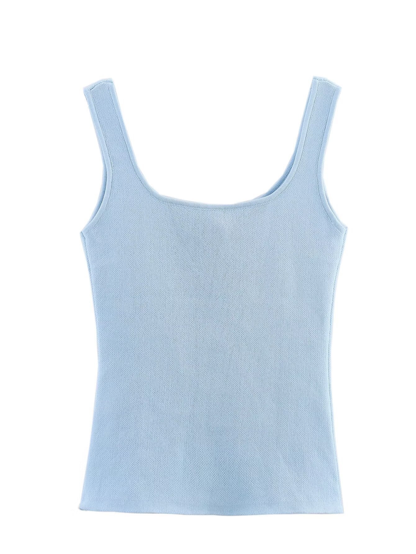 Elegante top in maglia senza maniche con abbottonatura frontale