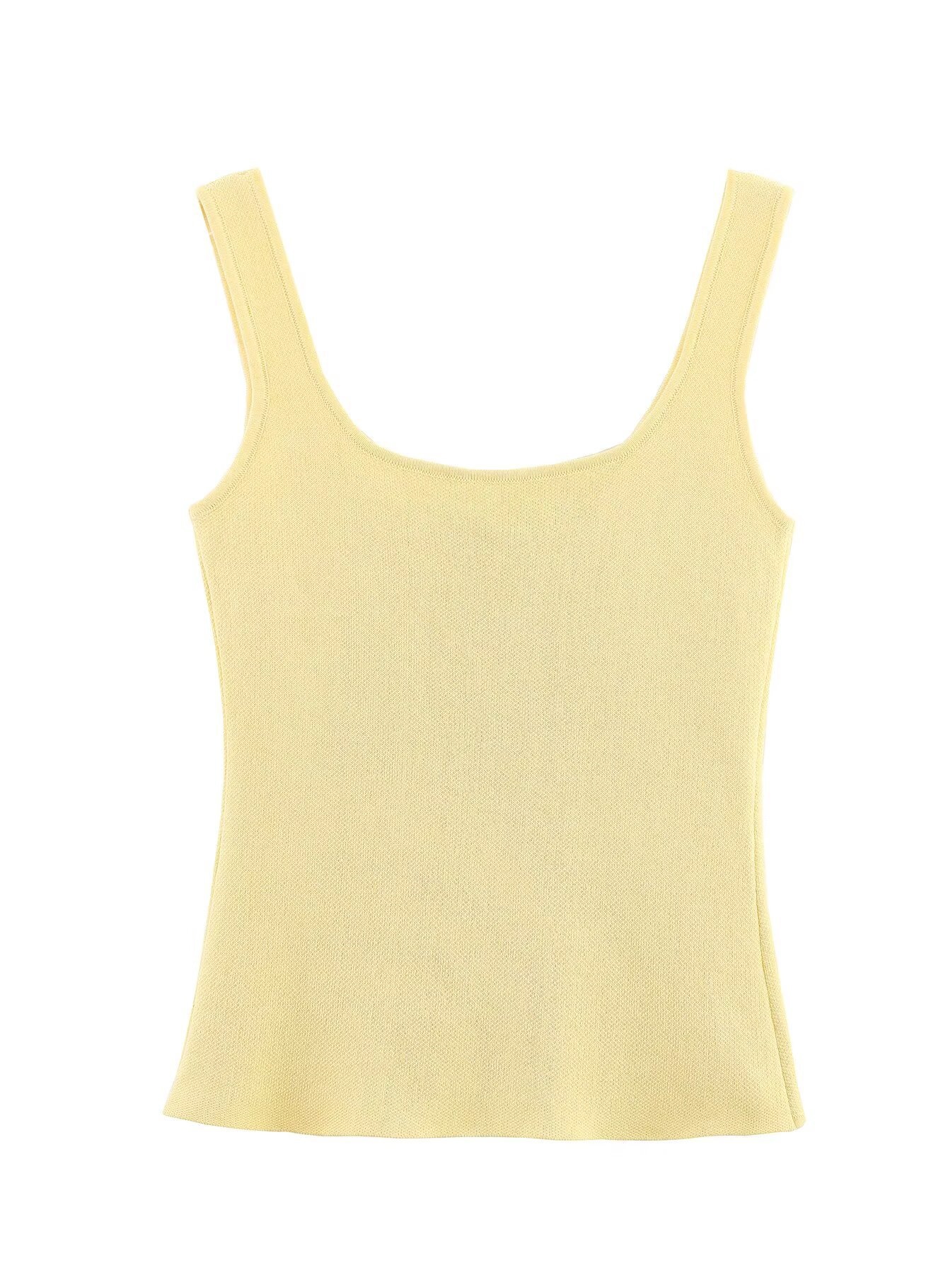 Elegante top in maglia senza maniche con abbottonatura frontale