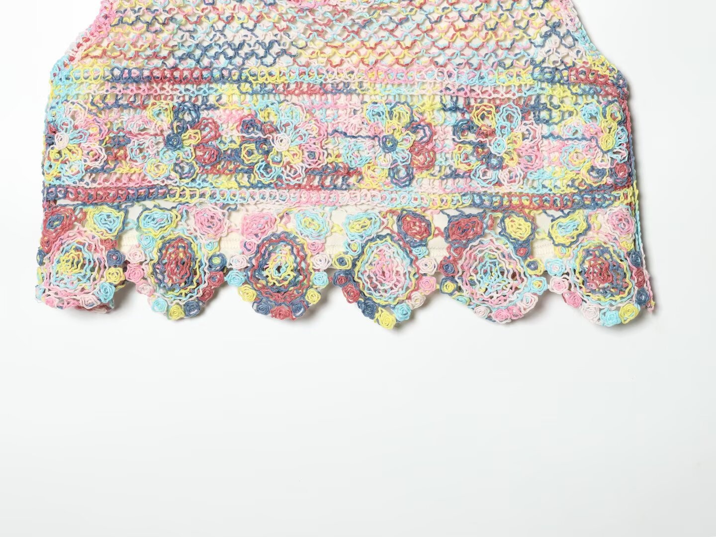 Top corto in maglia all'uncinetto stile boho - Canotta colorata con spalline sottili