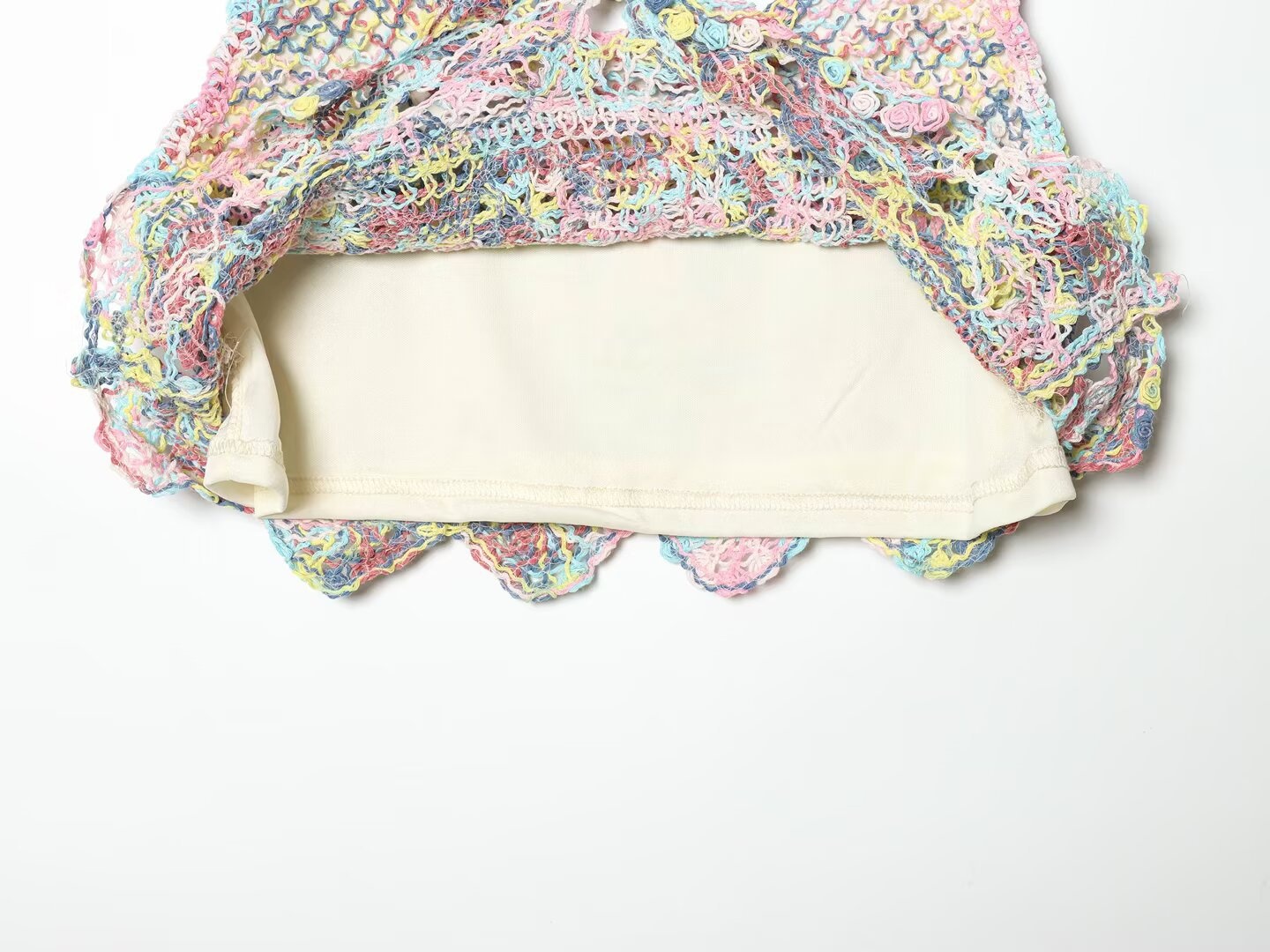 Top corto in maglia all'uncinetto stile boho - Canotta colorata con spalline sottili