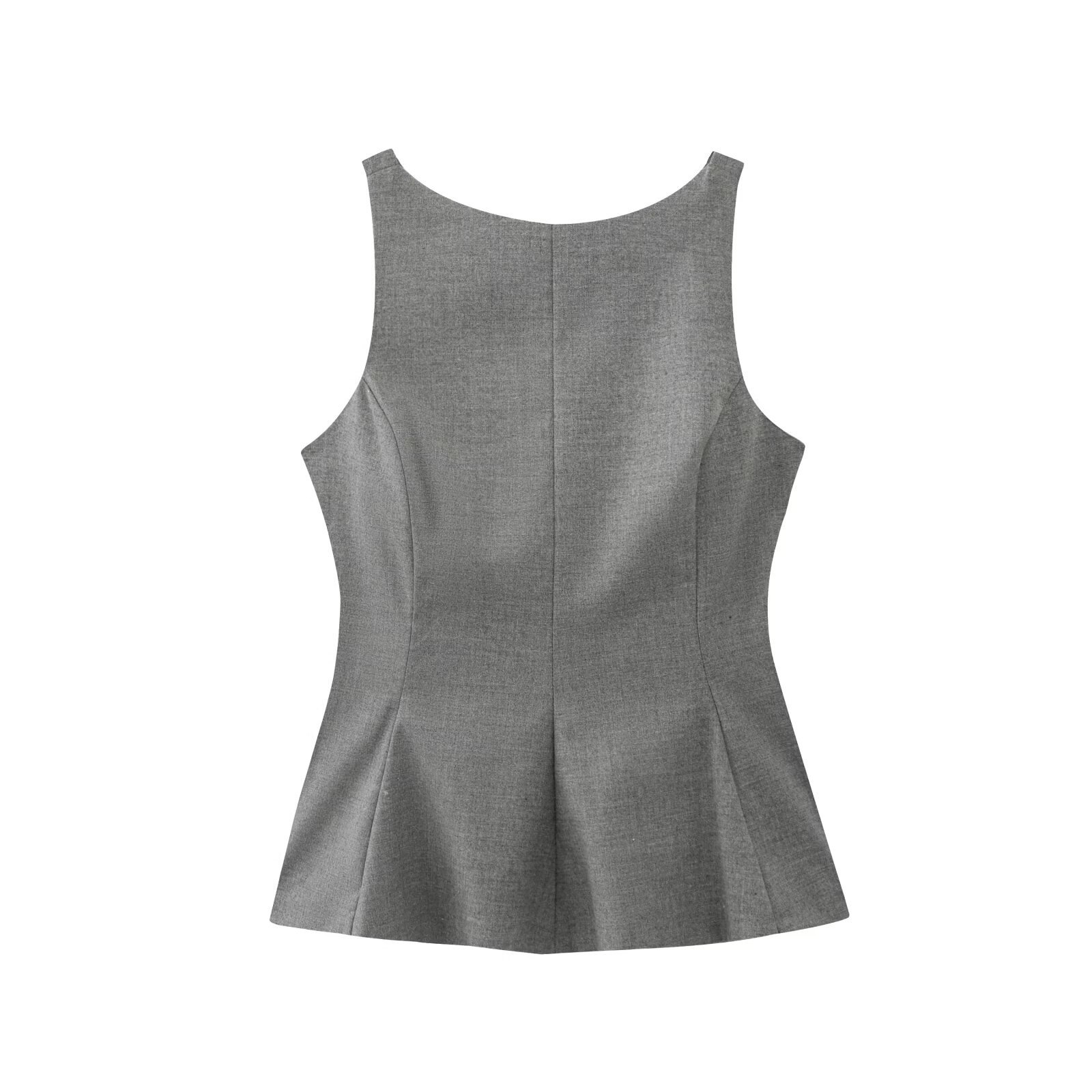 Top peplum da donna senza maniche con fiocco sulla schiena