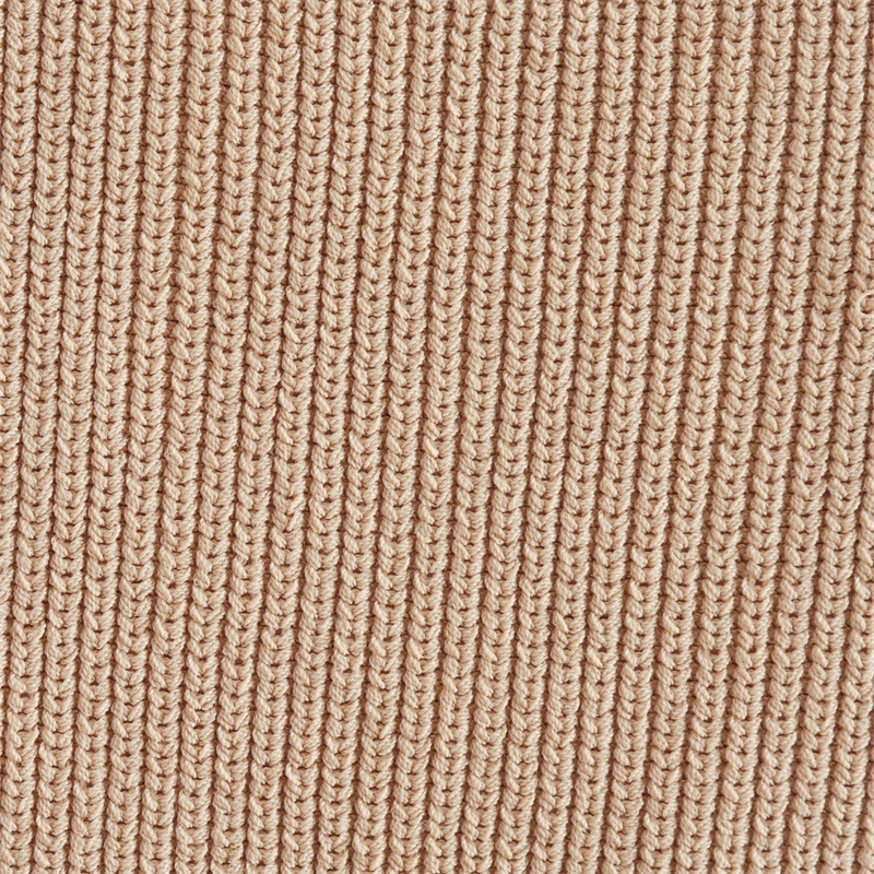 Elegante top monospalla a coste beige con spallina impreziosita da perline.