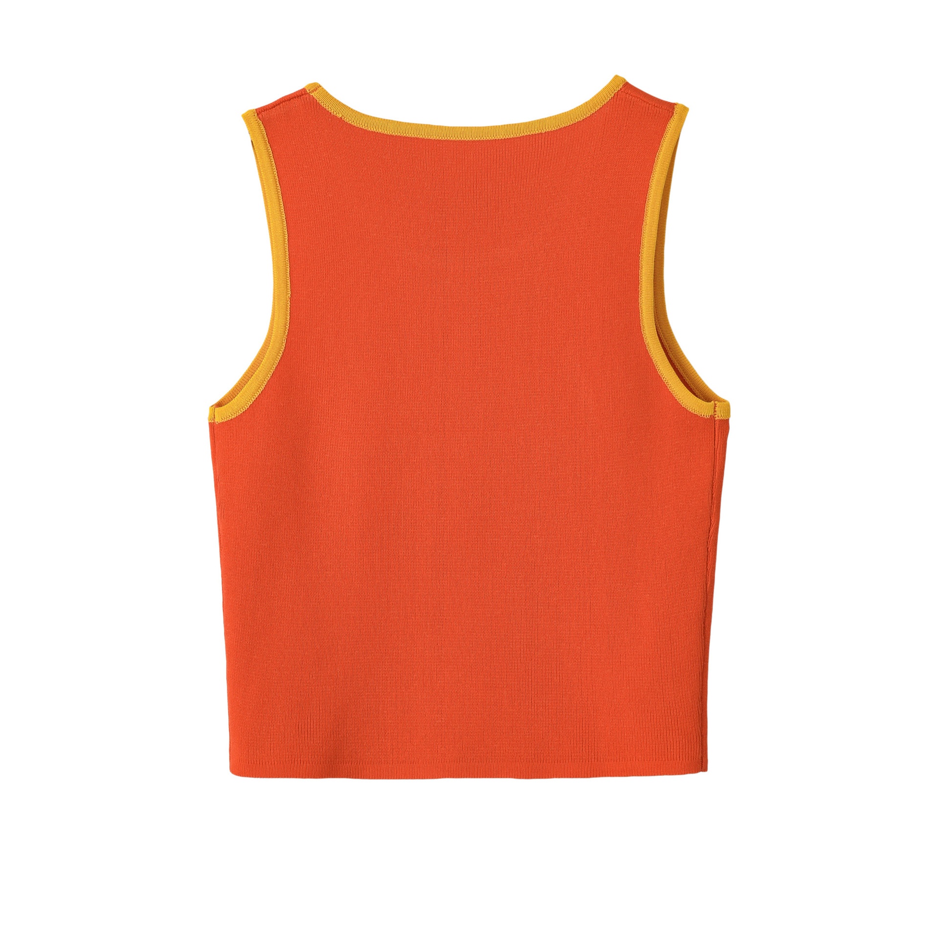 Elegante crop top arancione in maglia con profili a contrasto - Senza maniche