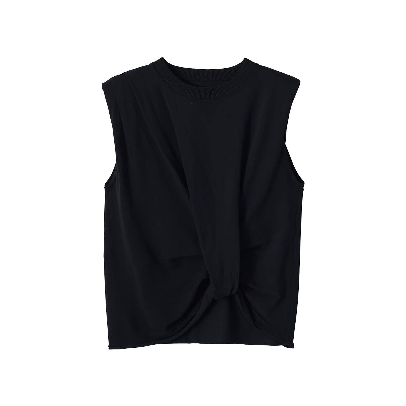 Top senza maniche con spalline imbottite e nodo sul davanti - Chic e casual