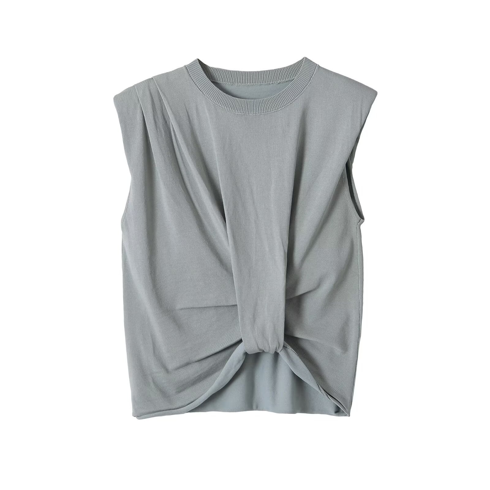 Top senza maniche con spalline imbottite e nodo sul davanti - Chic e casual