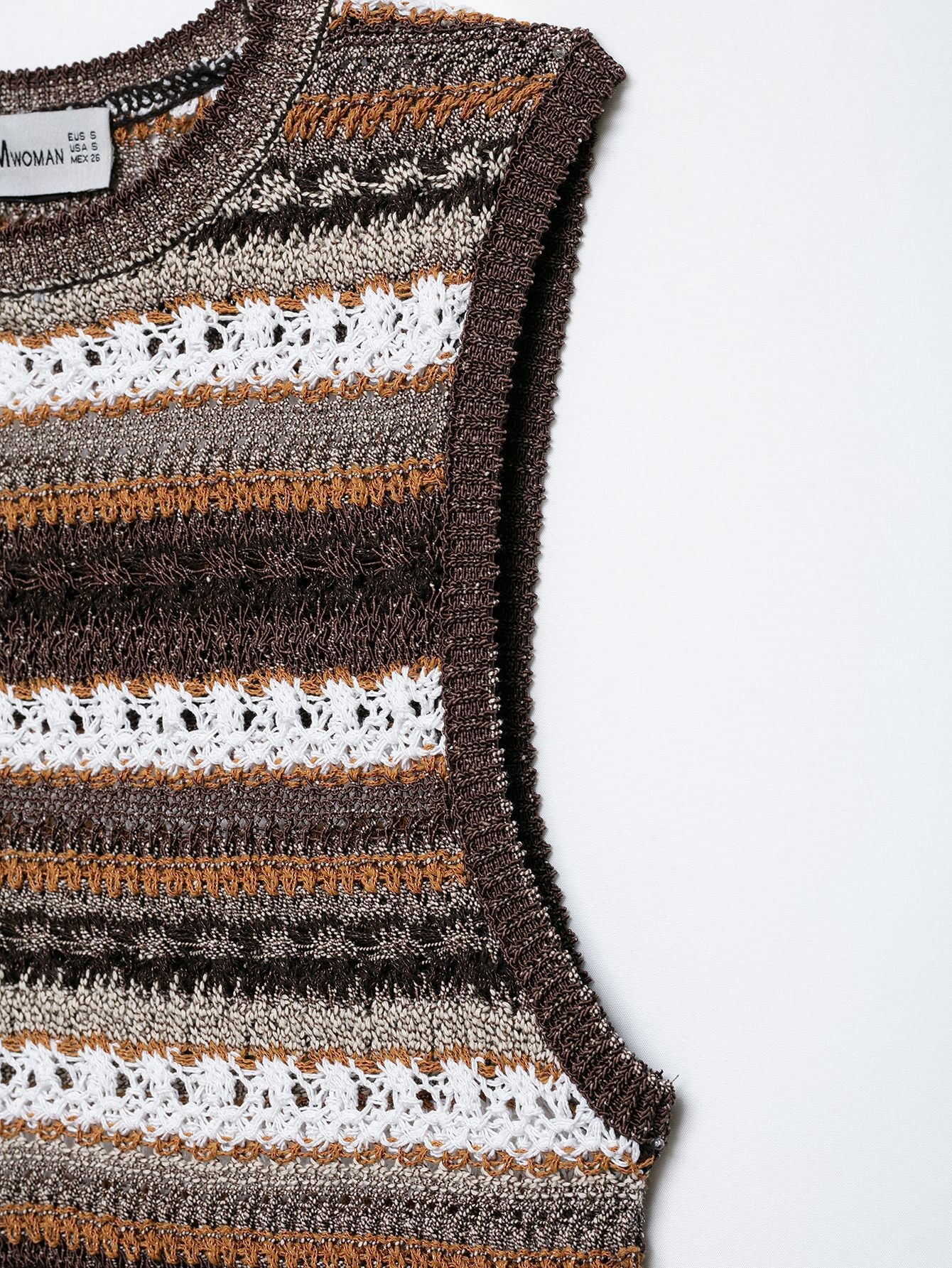 Elegante top senza maniche a righe in maglia all'uncinetto - Canotta estiva
