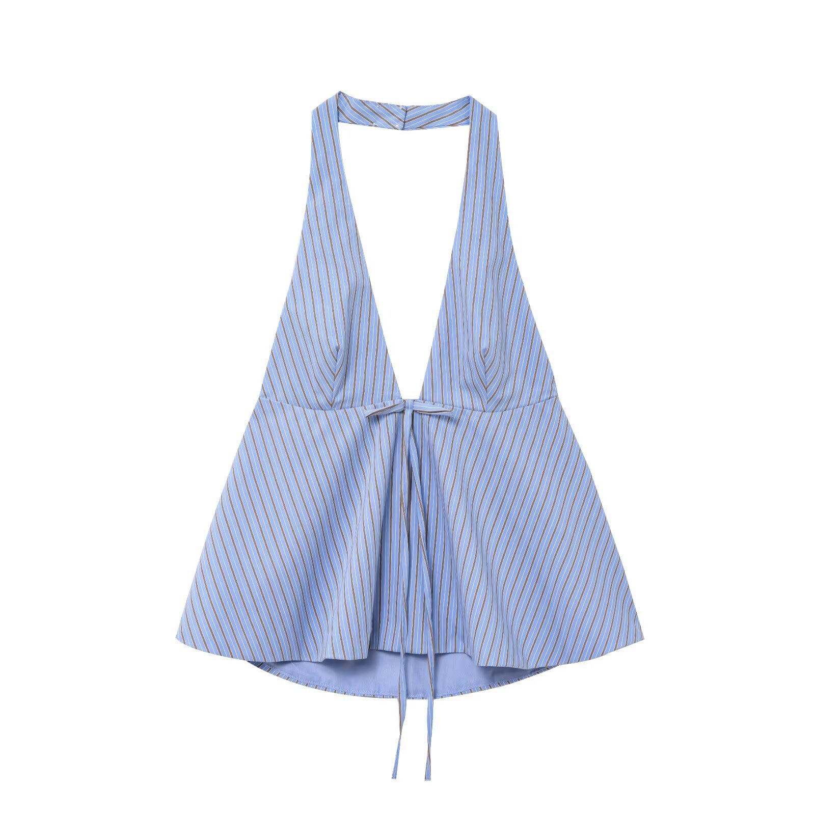Elegante top all'americana con scollo a V profondo e laccetti sul davanti - Stile estivo