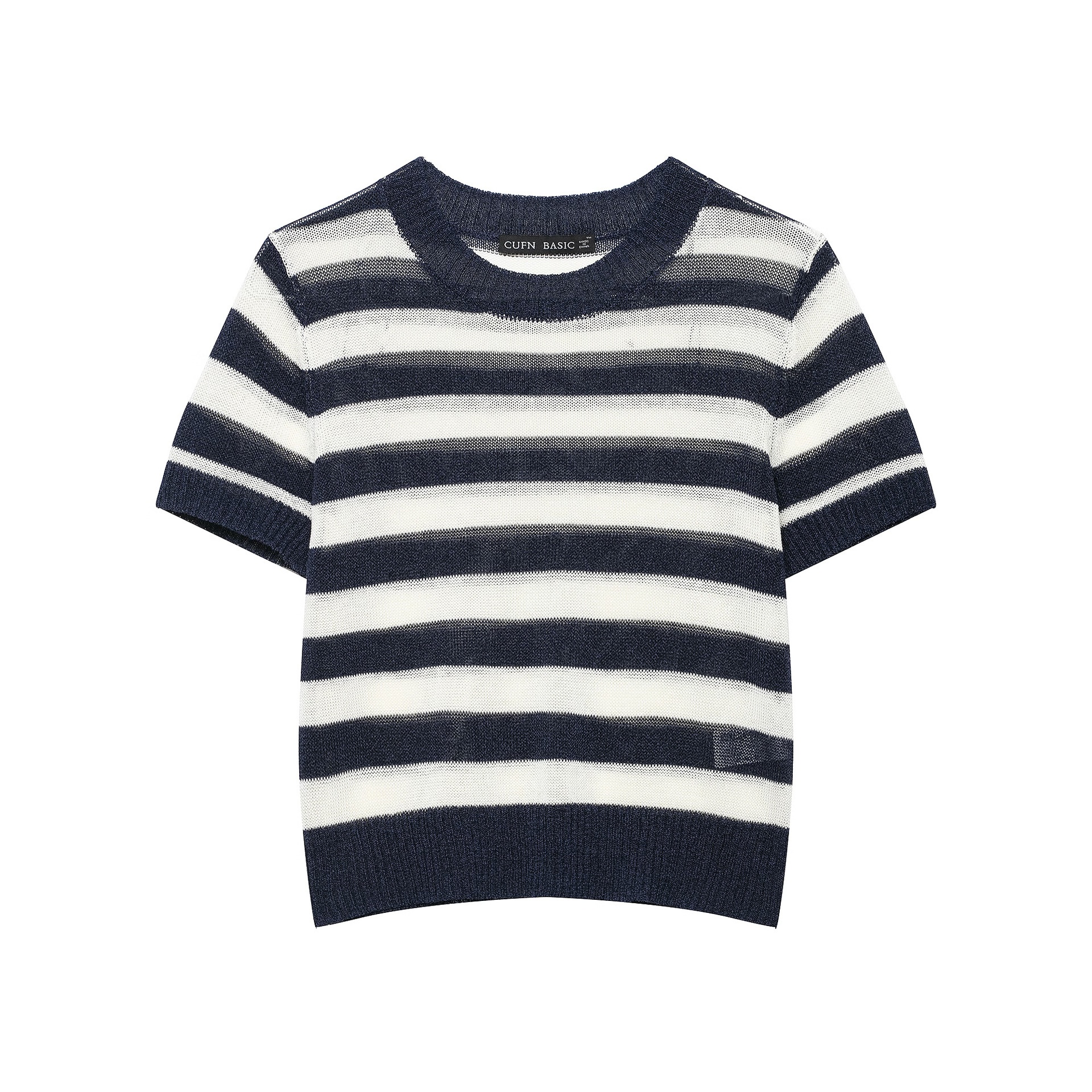 Top da donna a maniche corte in maglia a righe - Casual ed elegante