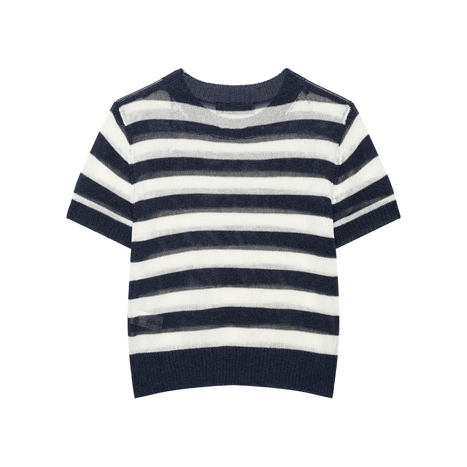 Top da donna a maniche corte in maglia a righe - Casual ed elegante