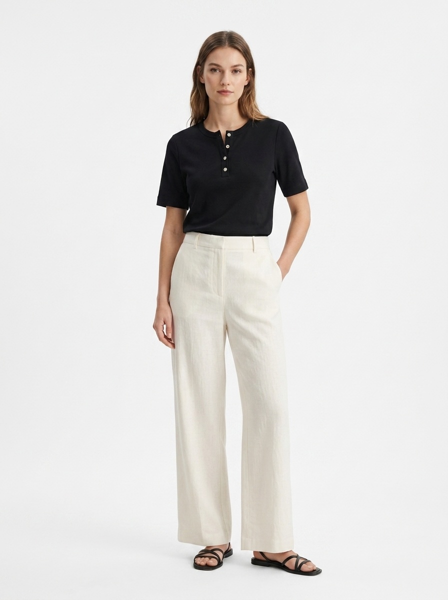 T-shirt Henley da donna morbida - Maniche corte