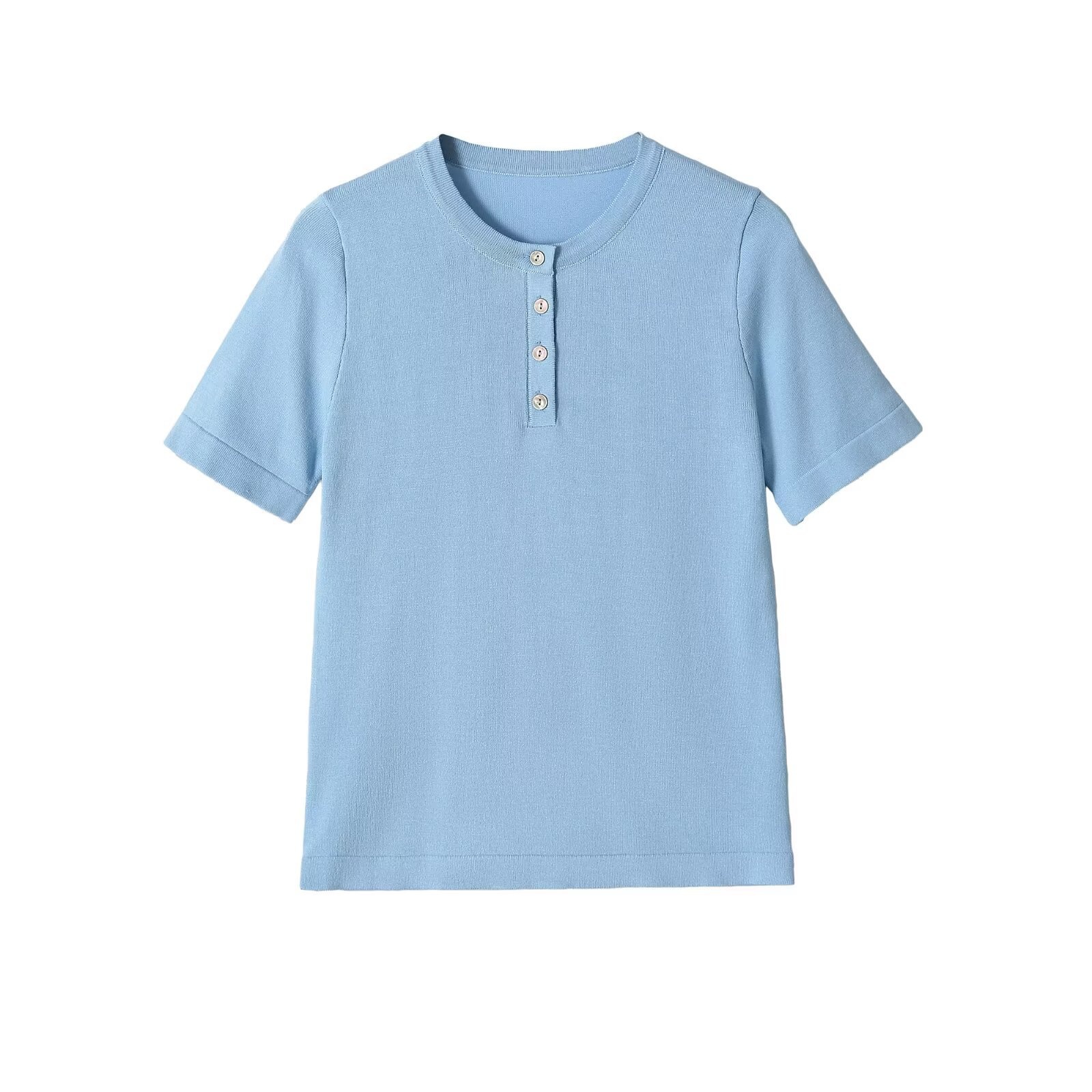 T-shirt Henley da donna morbida - Maniche corte