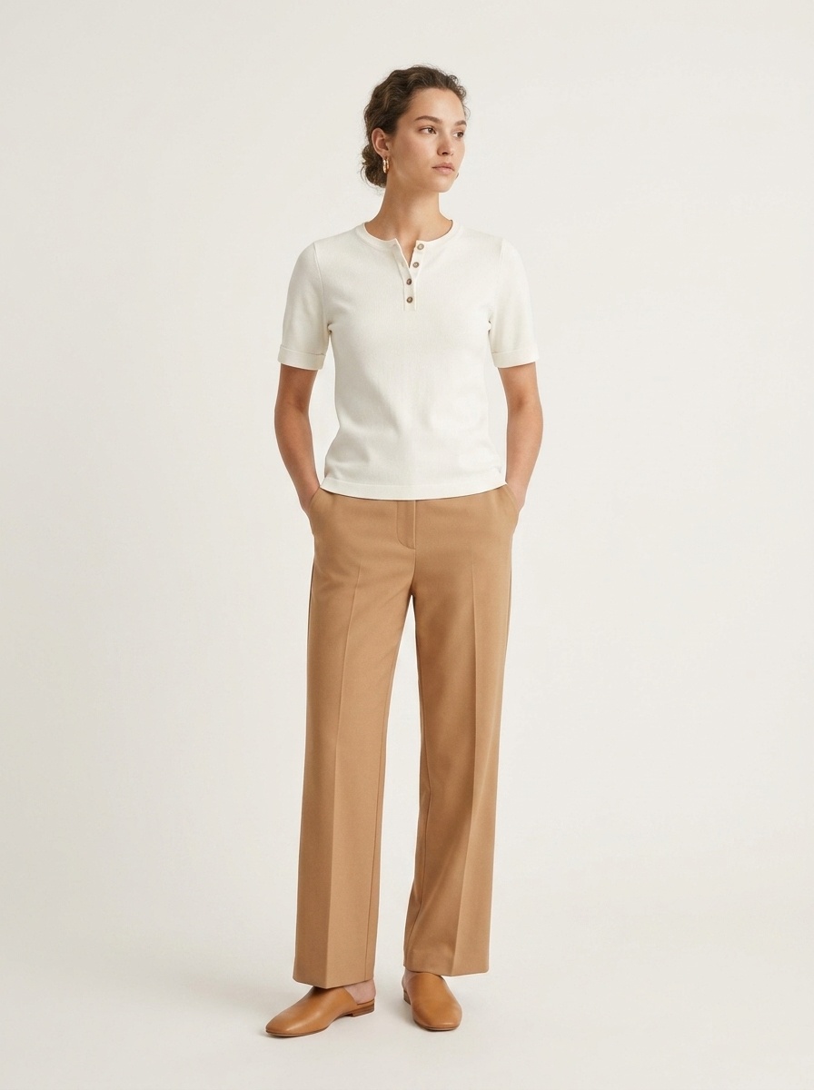 T-shirt Henley da donna morbida - Maniche corte