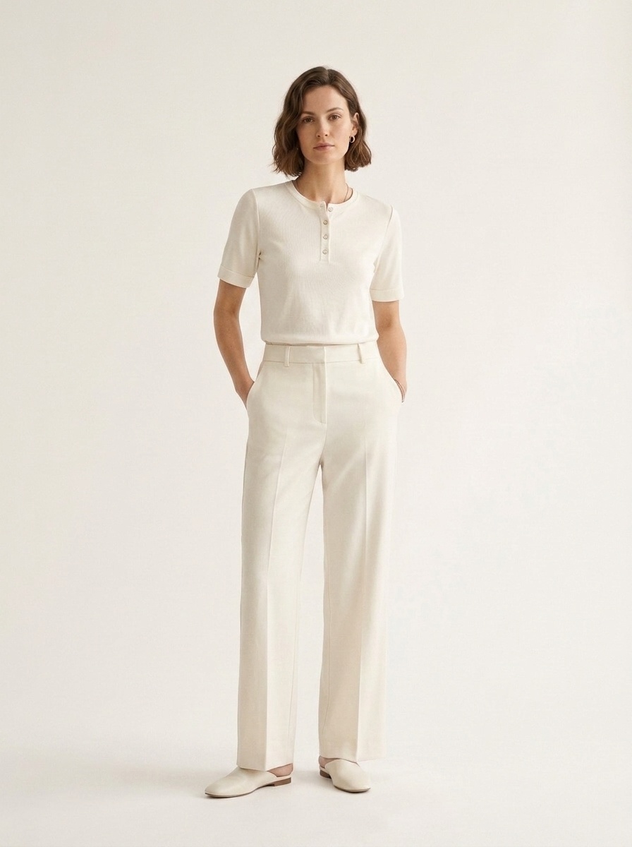T-shirt Henley da donna morbida - Maniche corte