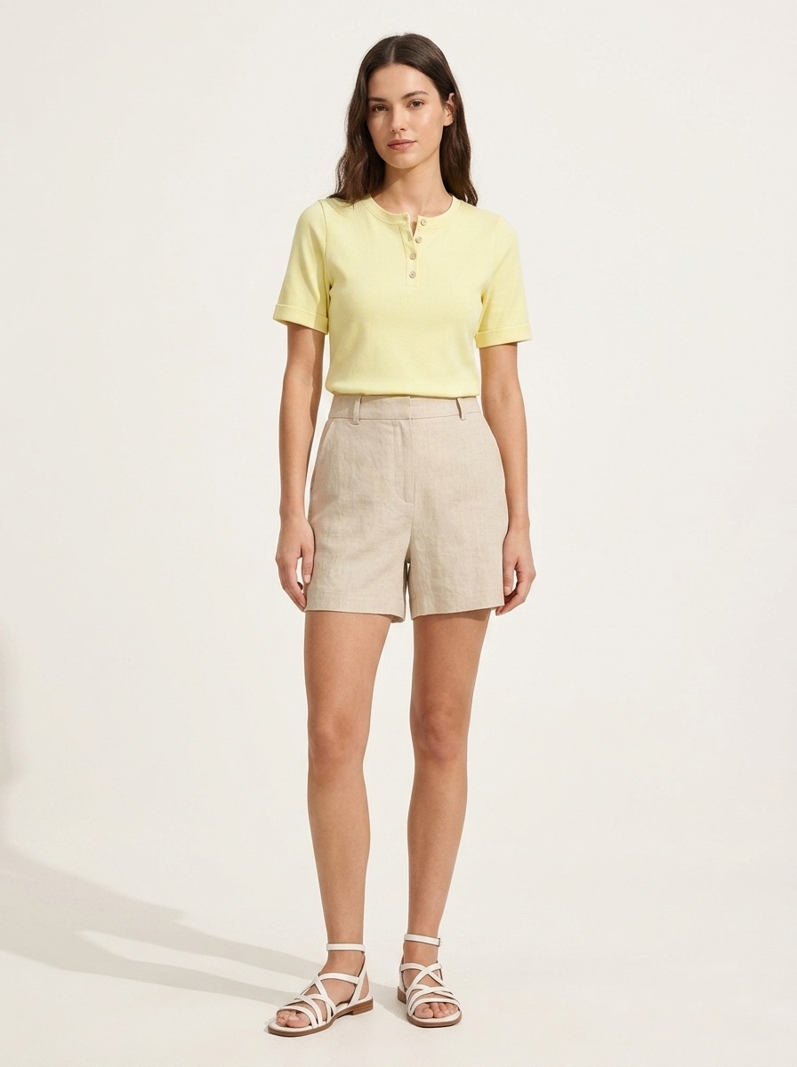 T-shirt Henley da donna morbida - Maniche corte