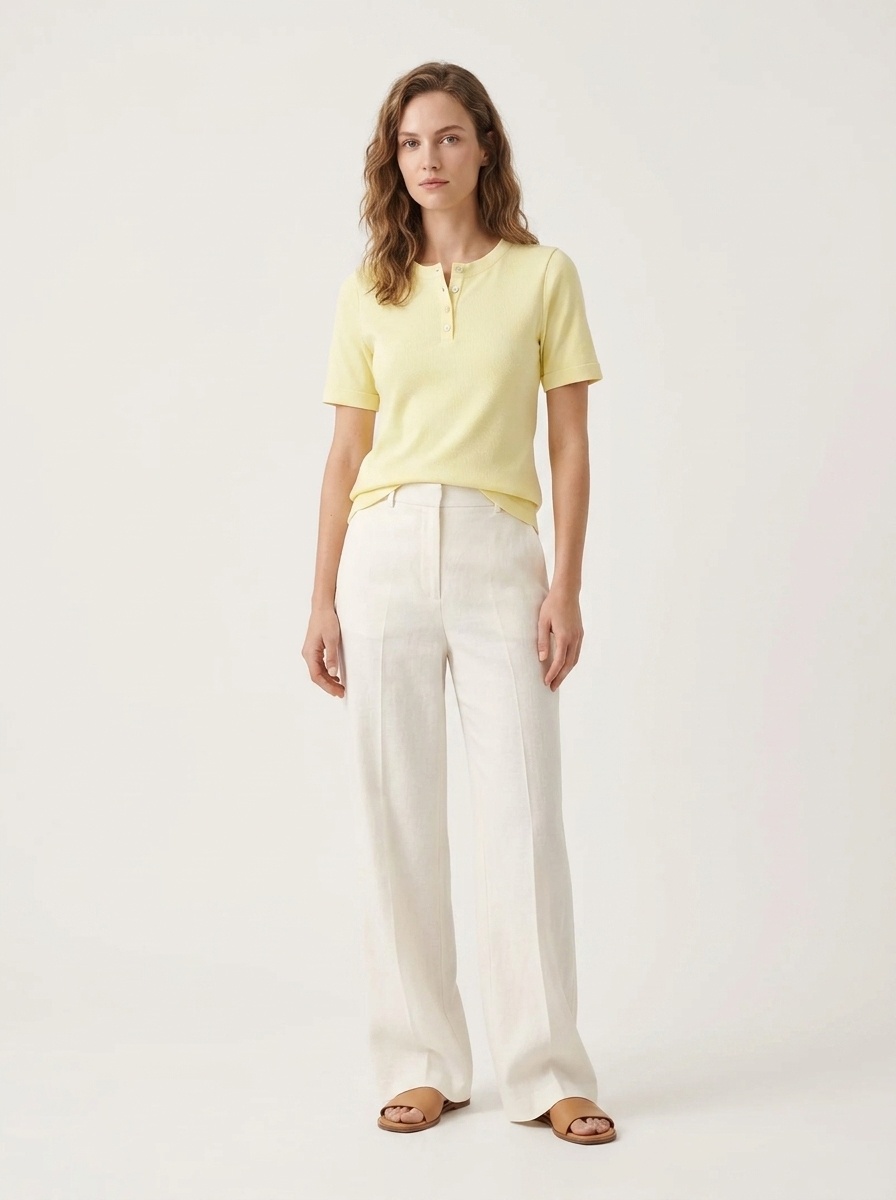 T-shirt Henley da donna morbida - Maniche corte
