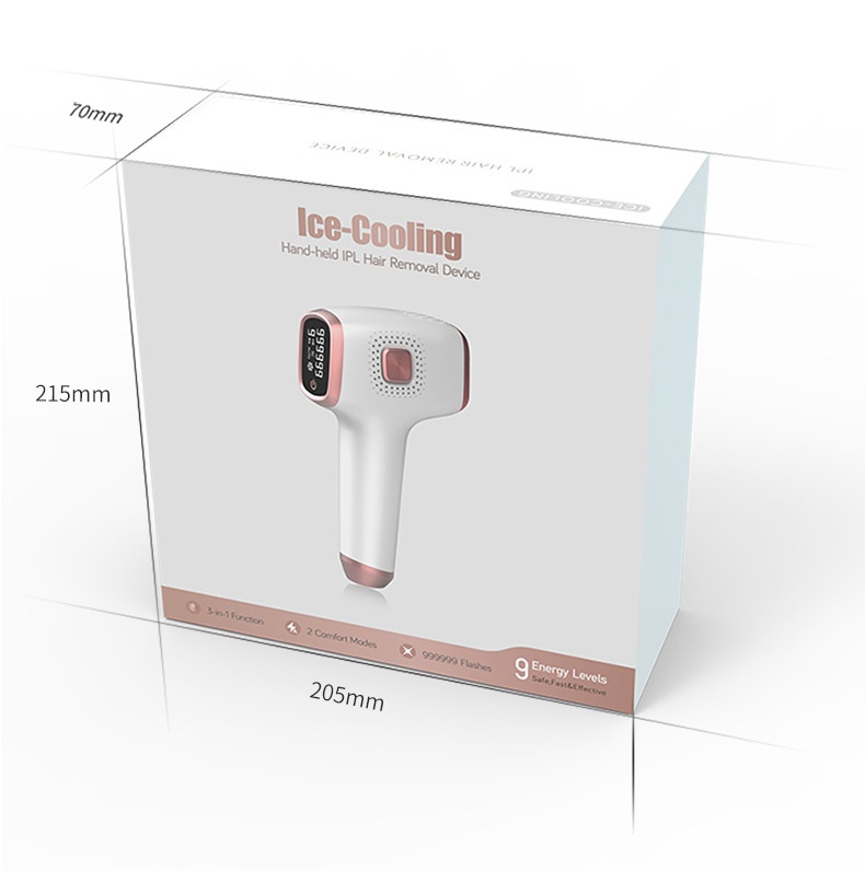 Appareil d'épilation à lumière pulsée par refroidissement glacé, 9 niveaux, 999 000 flashs