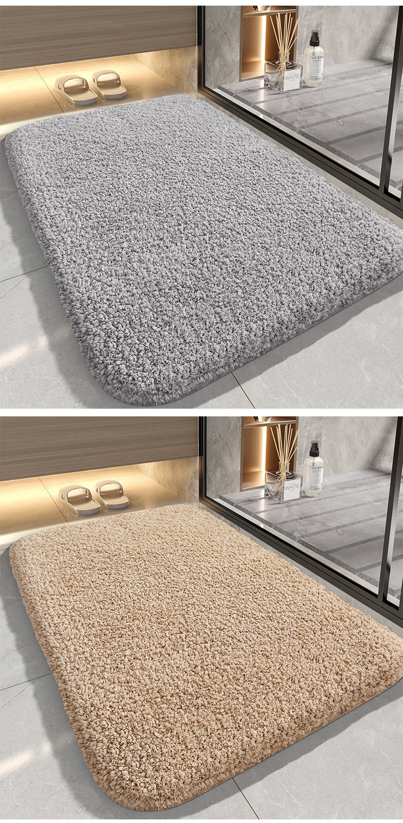 Soft Absorbent Non-Slip Bath Mat - Quick Dry Bathroom Rug