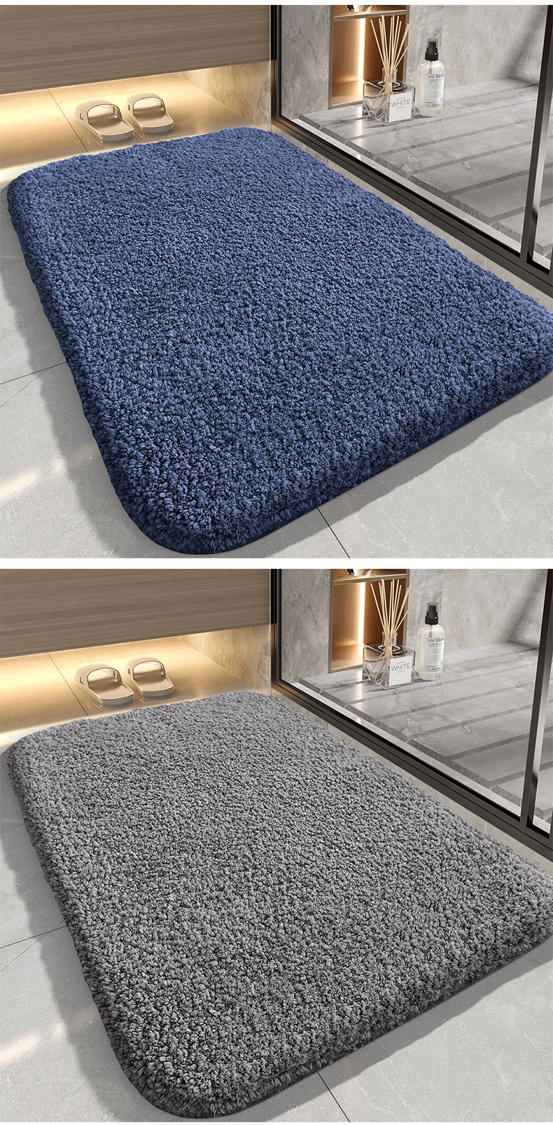 Soft Absorbent Non-Slip Bath Mat - Quick Dry Bathroom Rug