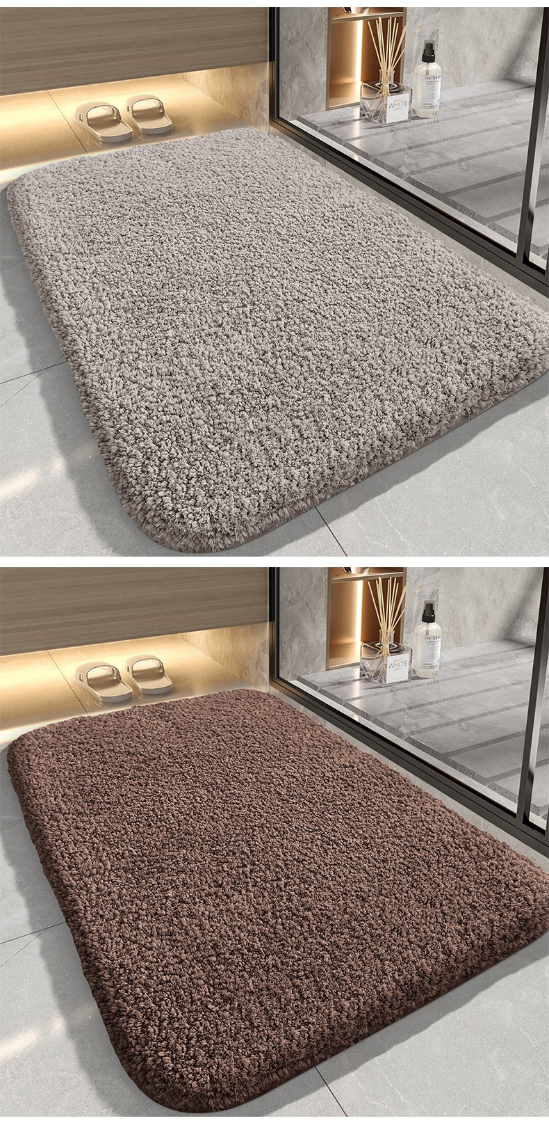 Soft Absorbent Non-Slip Bath Mat - Quick Dry Bathroom Rug