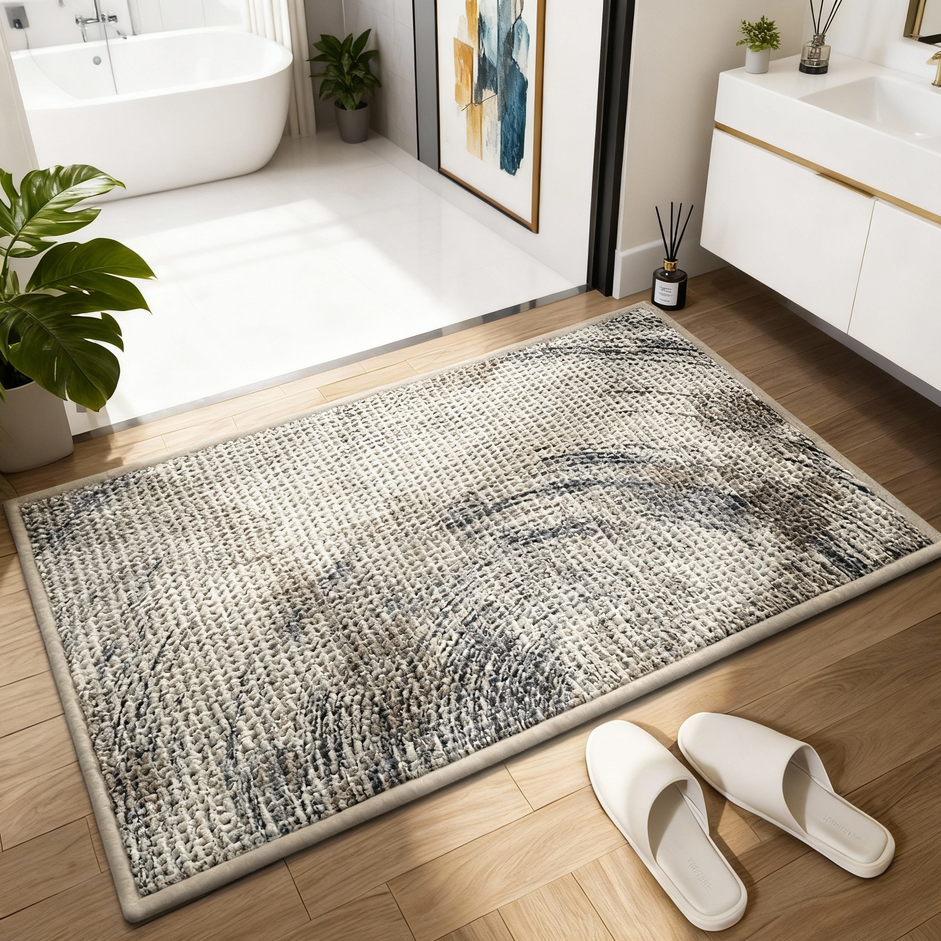 Tapis de bain ultra absorbant et antidérapant - Tapis de bain doux et à séchage rapide