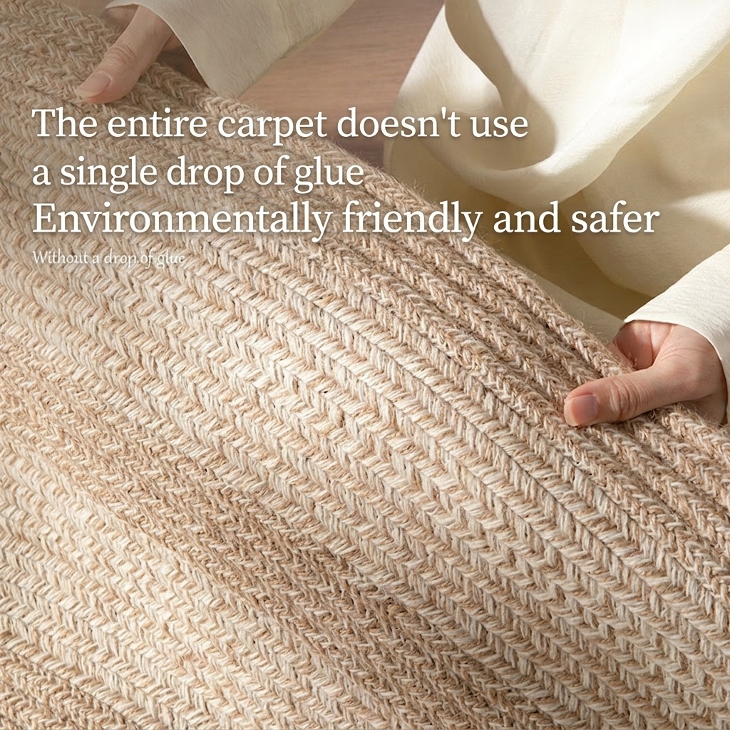 Natural Handwoven Jute Round Area Rug - Boho Home Decor