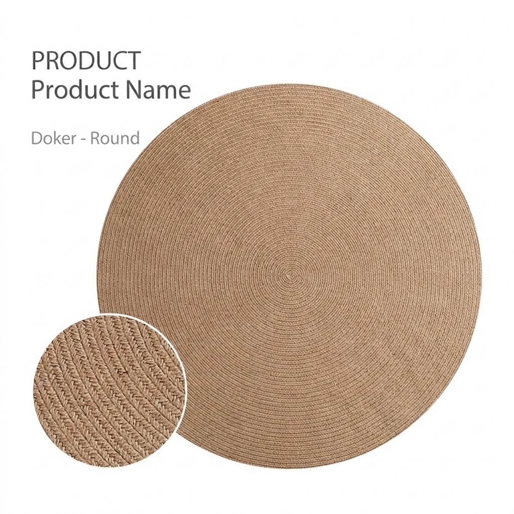 Natural Handwoven Jute Round Area Rug - Boho Home Decor