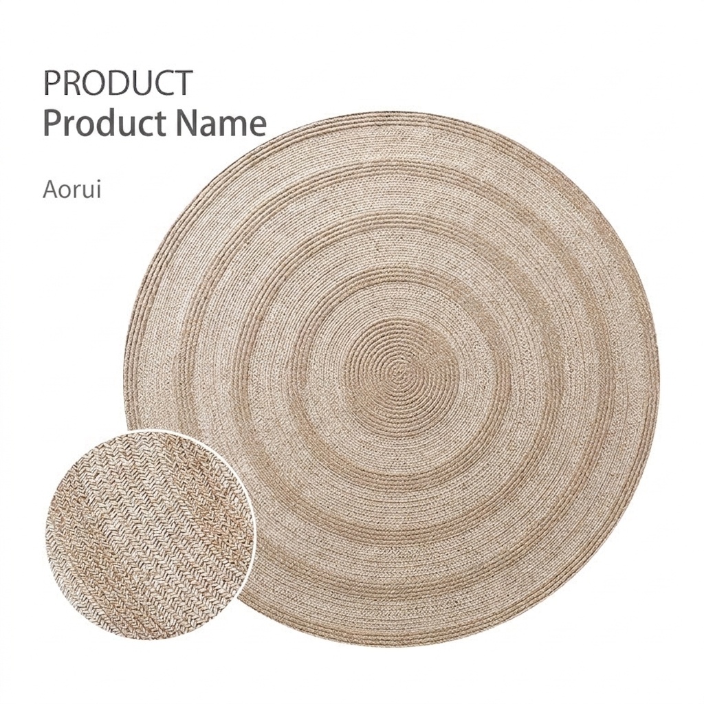 Natural Handwoven Jute Round Area Rug - Boho Home Decor