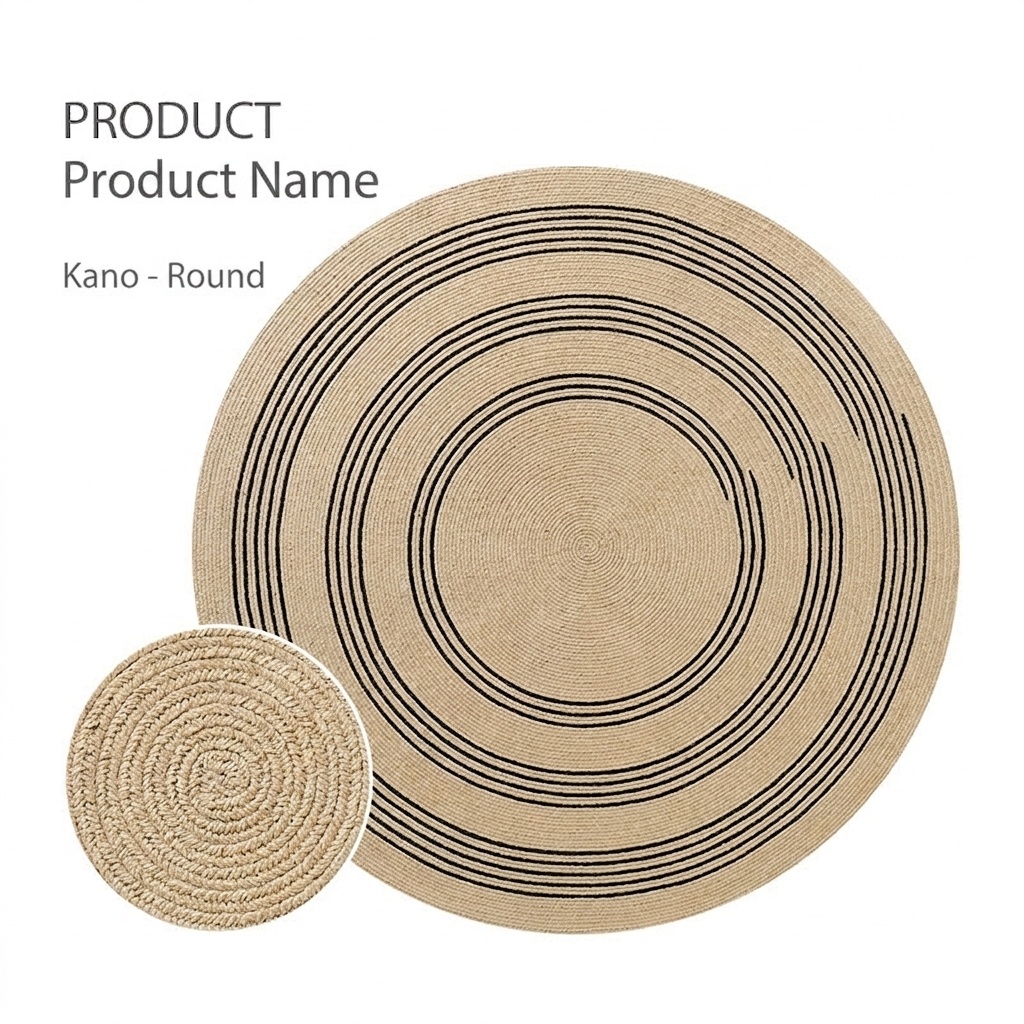 Natural Handwoven Jute Round Area Rug - Boho Home Decor