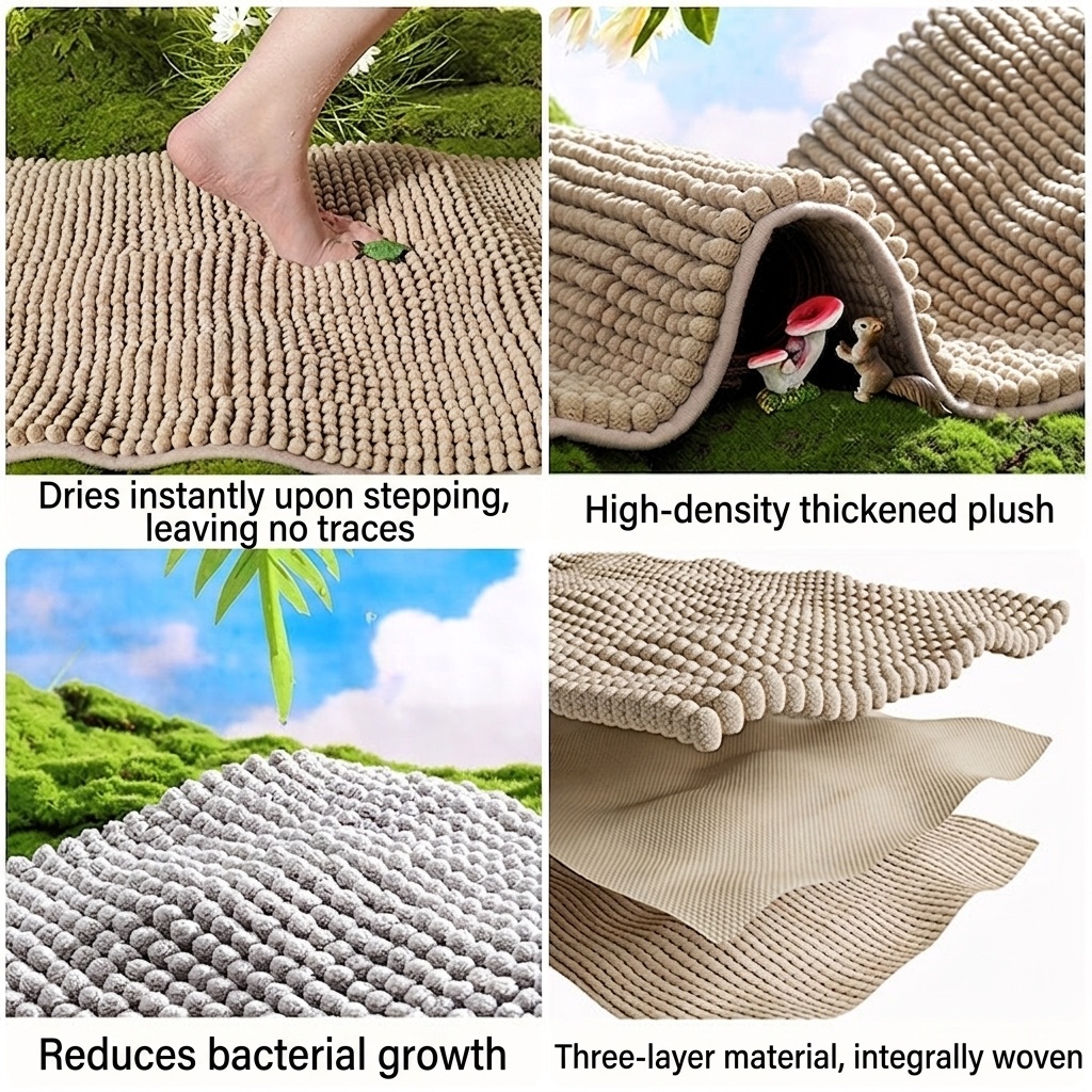 Soft Chenille Absorbent Non-Slip Bath Mat for Bathroom