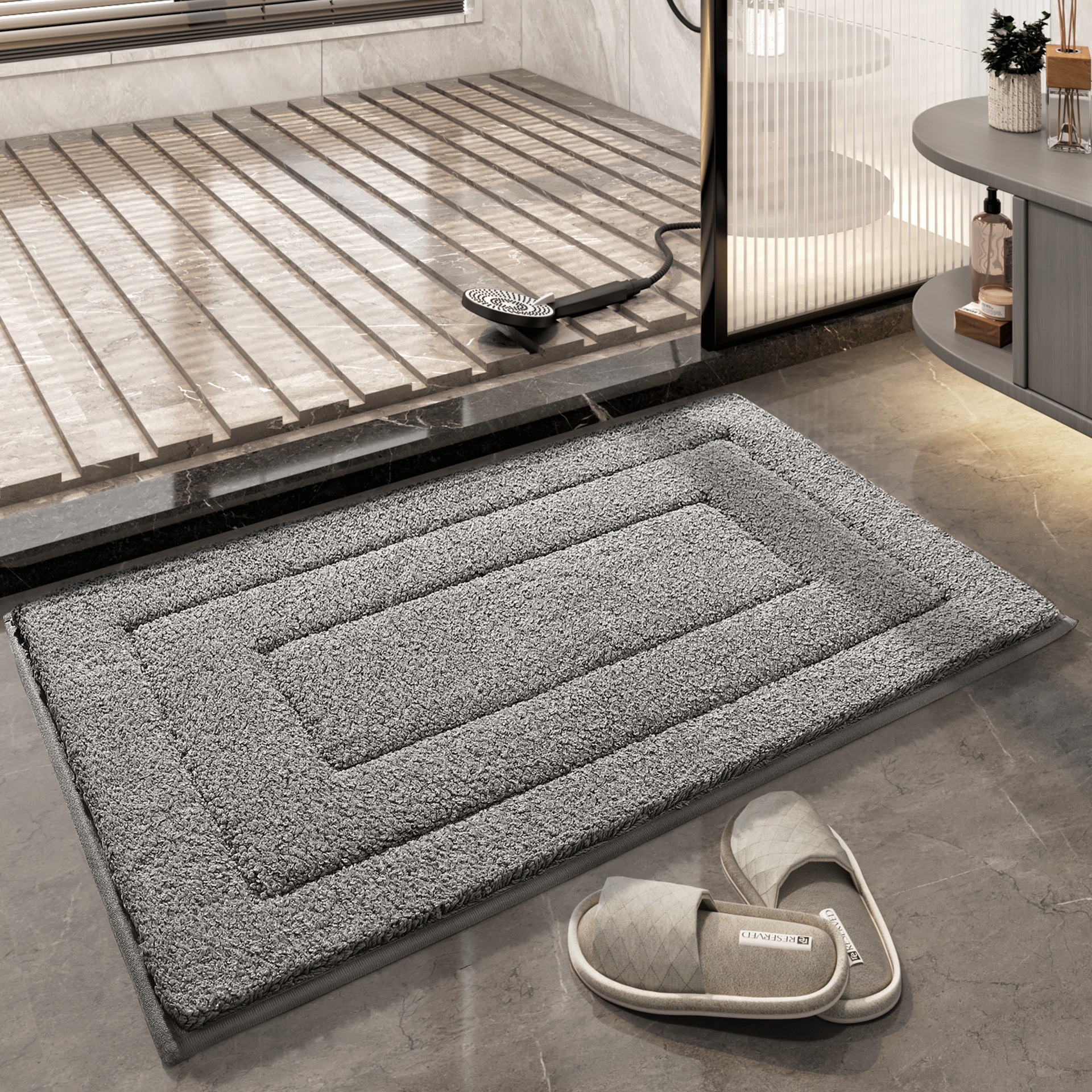Absorbent Non-Slip Bath Mat & Door Mat - Quick Dry