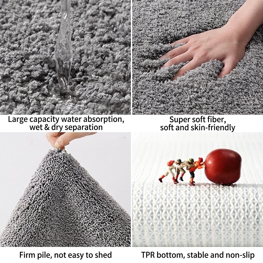 Absorbent Non-Slip Bath Mat & Entryway Doormat - Multiple Styles