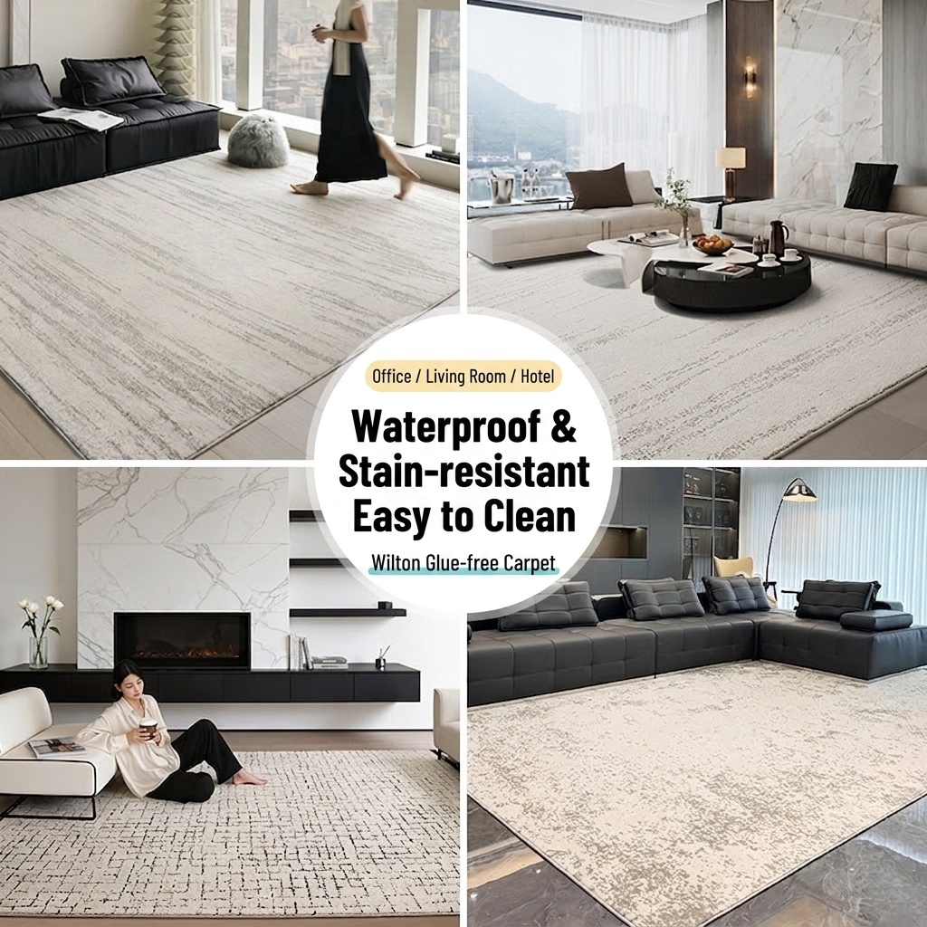 Modern Abstract Wool Blend Area Rug - Waterproof & Anti-Bacterial