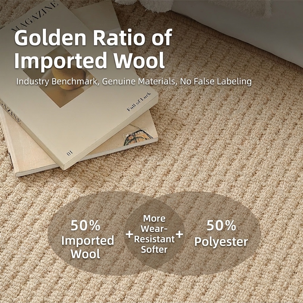 New Zealand Wool Blend Soft Area Rug for Bedroom & Living Room