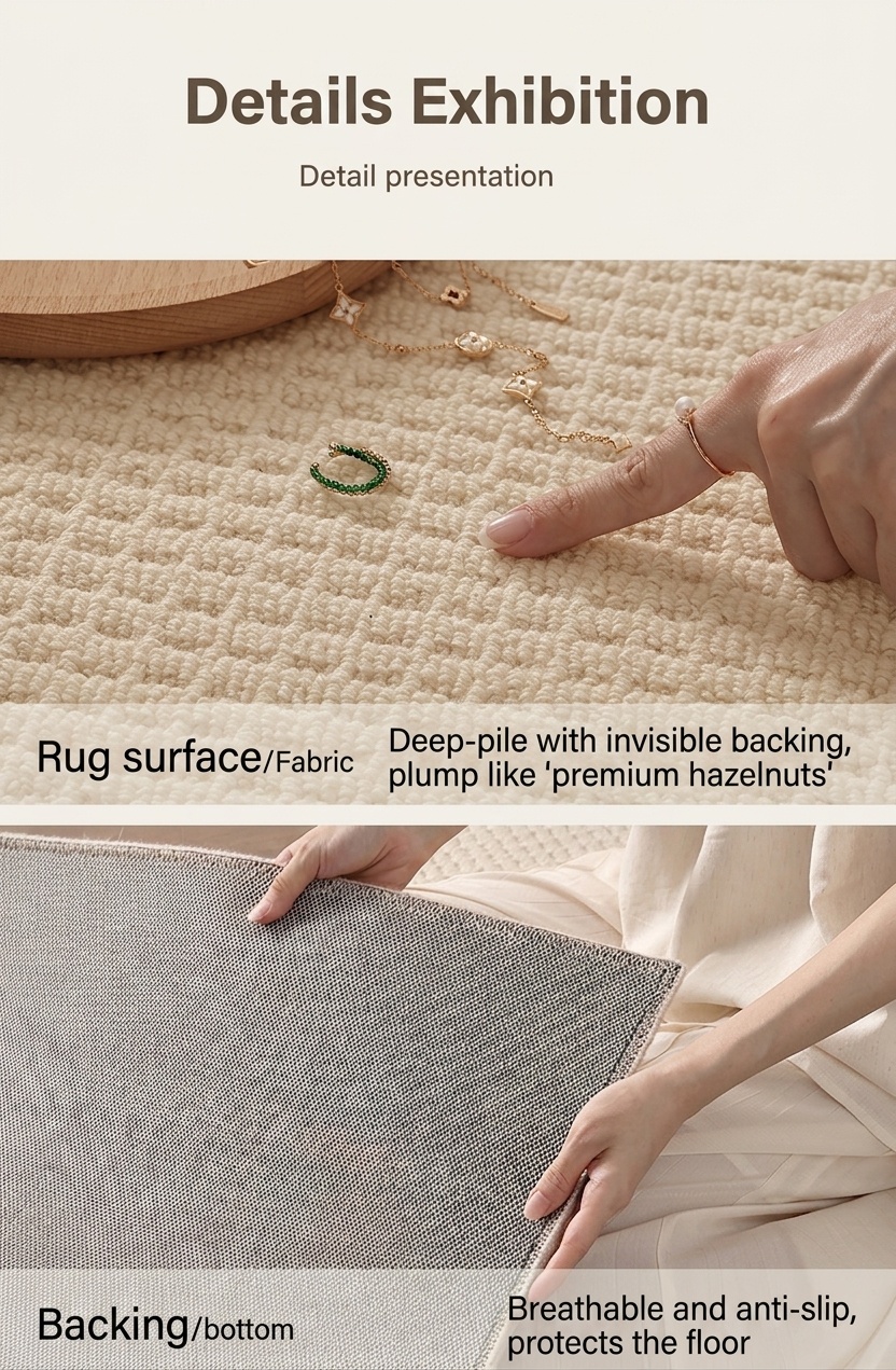 New Zealand Wool Blend Soft Area Rug for Bedroom & Living Room