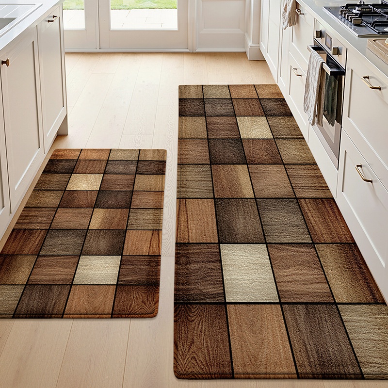 Modern Geometric Kitchen Mat Set - Non-Slip & Washable