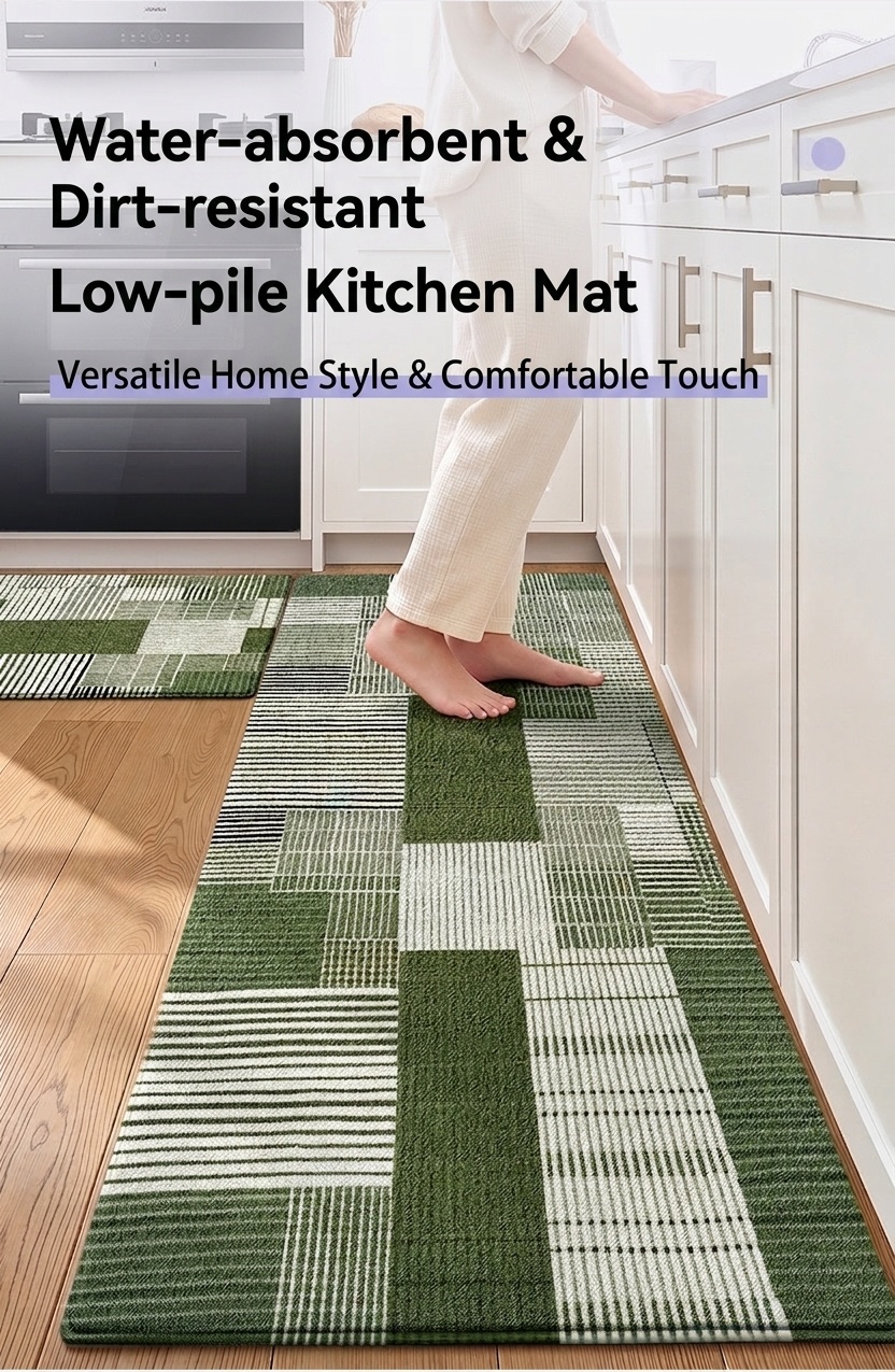 Modern Geometric Kitchen Mat Set - Non-Slip & Washable