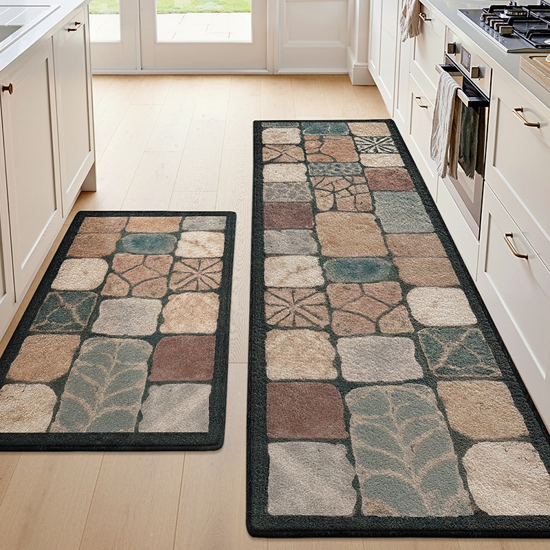 Modern Geometric Kitchen Mat Set - Non-Slip & Washable