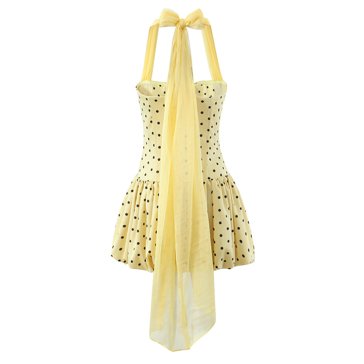 Vestido halter de malla con diseño de espiga Y2K para mujer KUN-00001