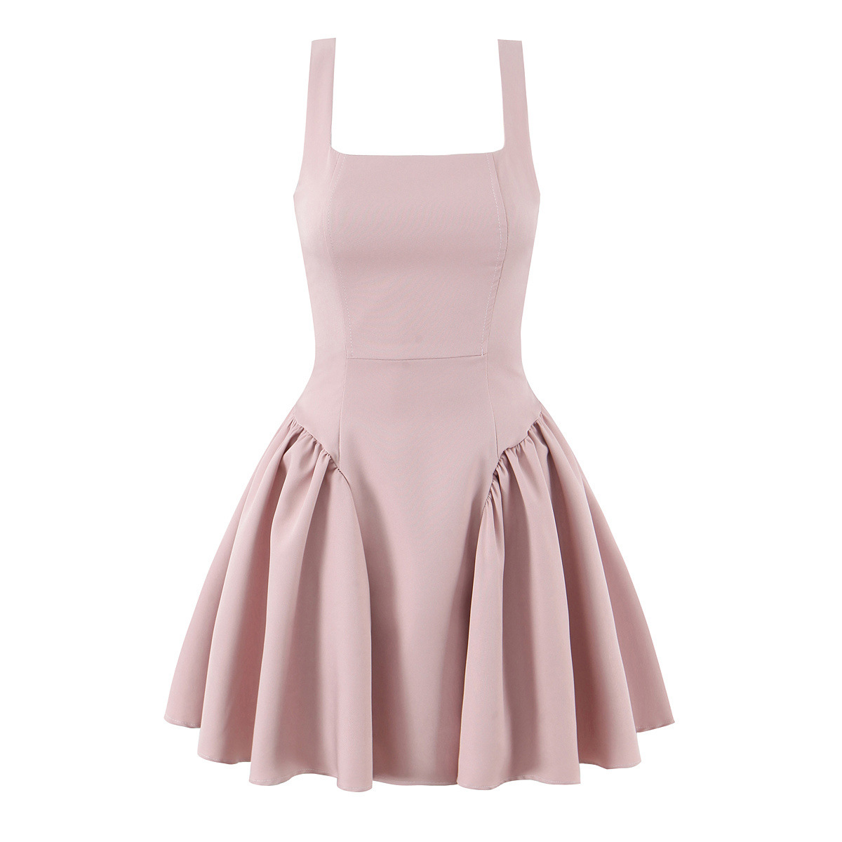 Women's Ruched Tie Strap Dress Classic Chic KUN-00059