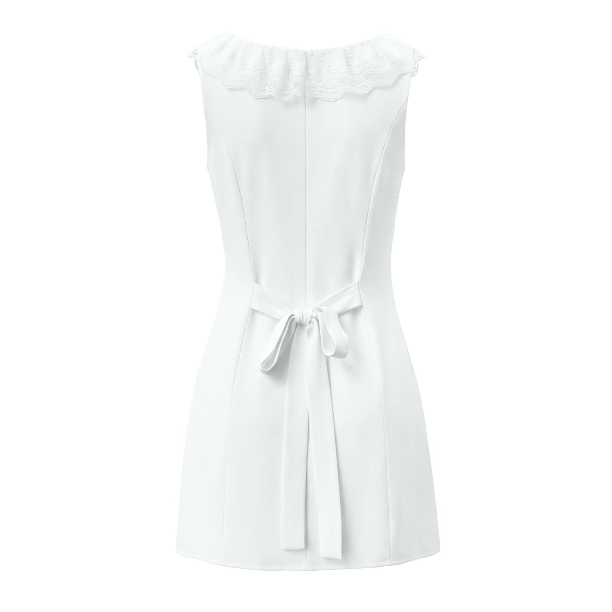 Vestido mini clásico con ribete de encaje y escote cuadrado KUN-00050