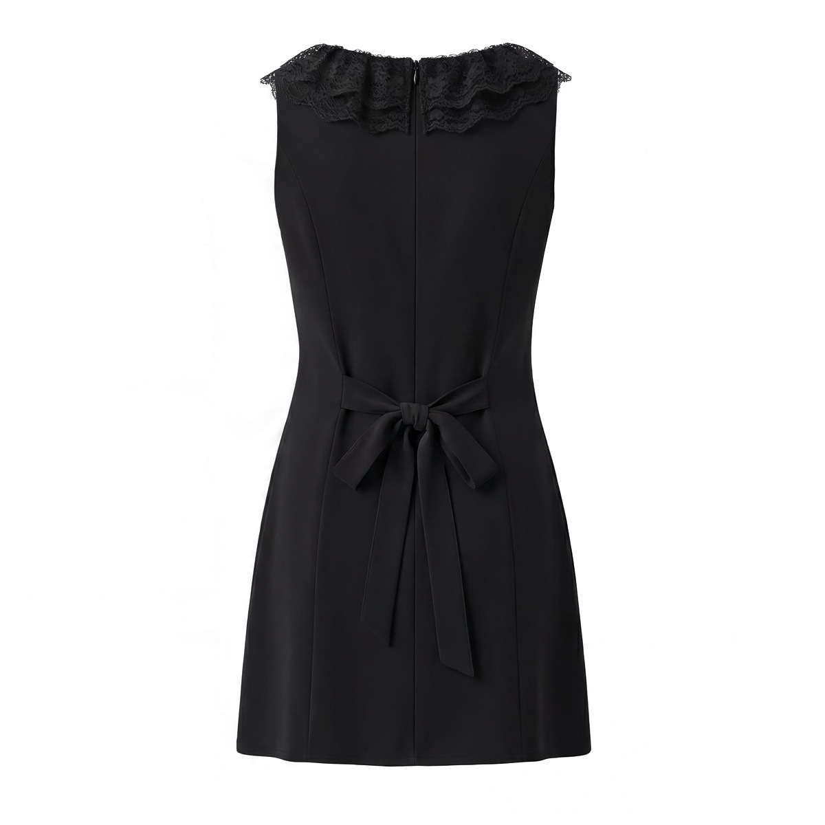 Vestido mini con ribete de encaje, escote cuadrado, clásico y elegante KUN-00051